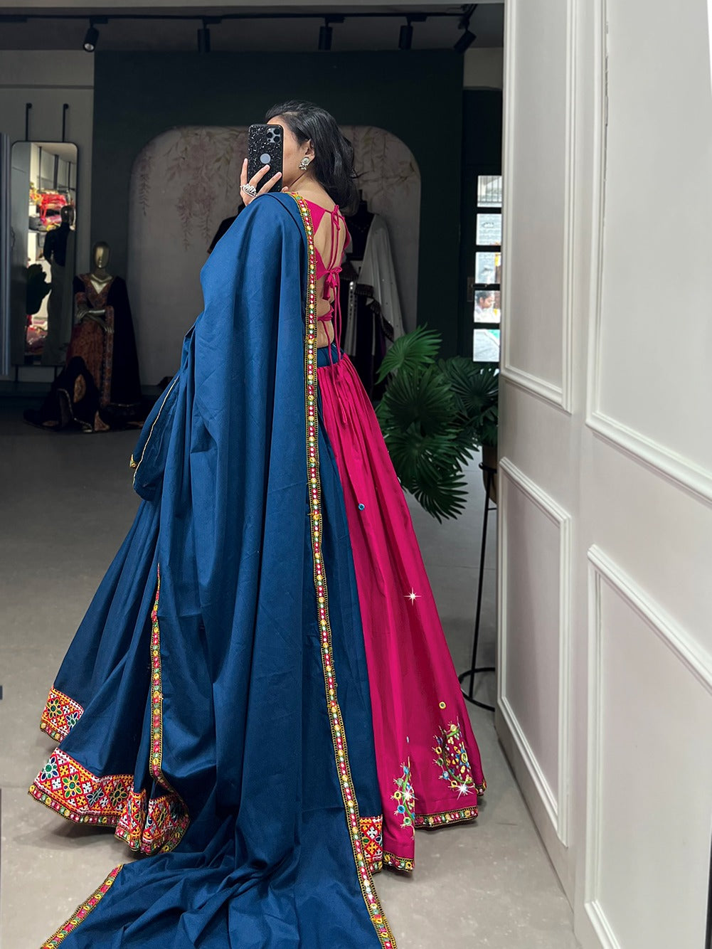 Mirror handwork and Gamthi work Chaniya Choli