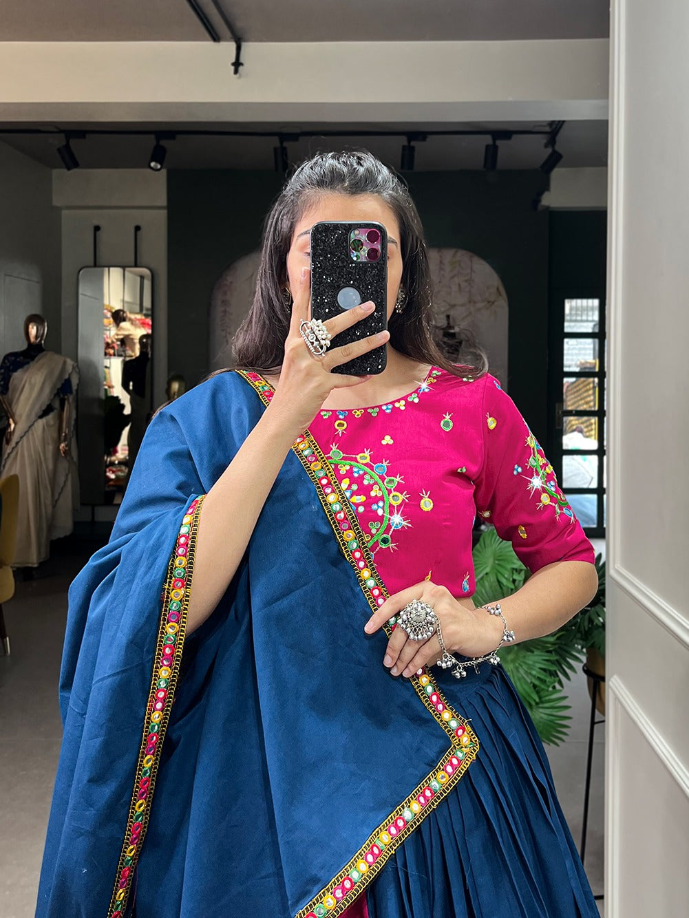 Mirror handwork and Gamthi work Chaniya Choli