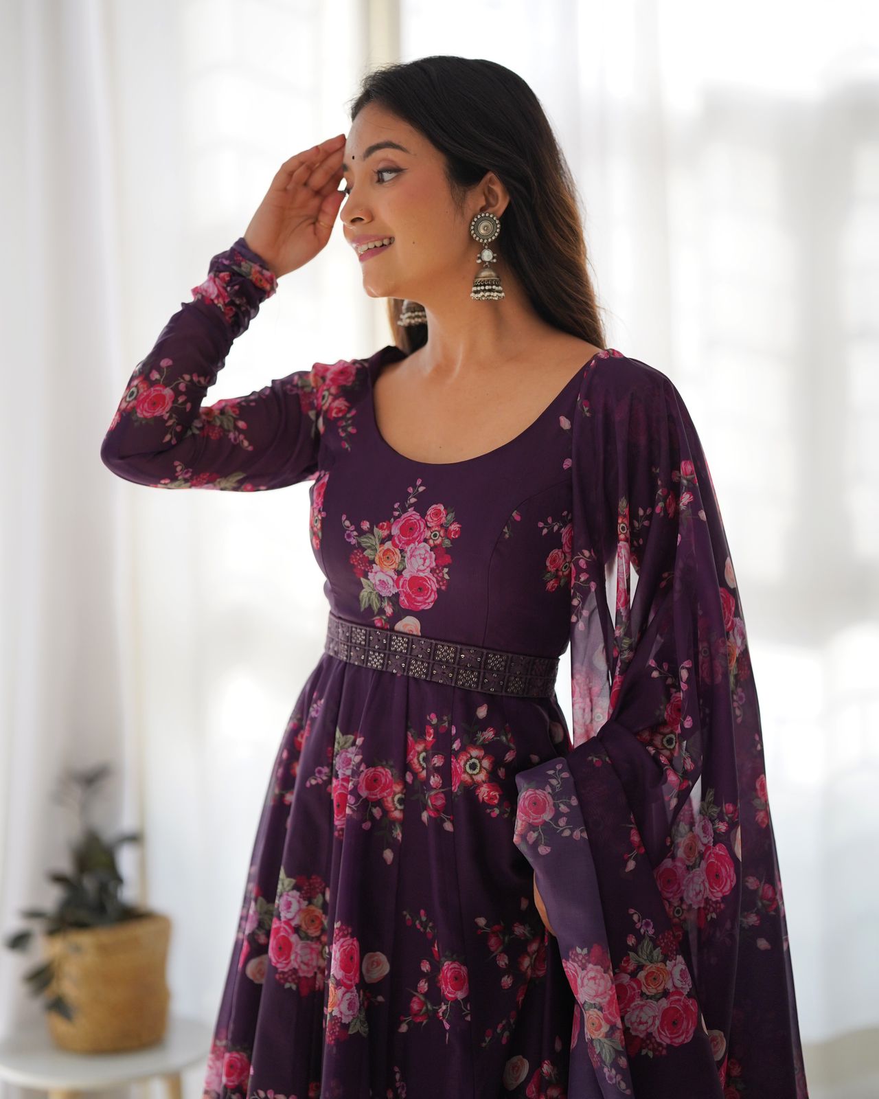 Floral Organza Anarkali cum Gown