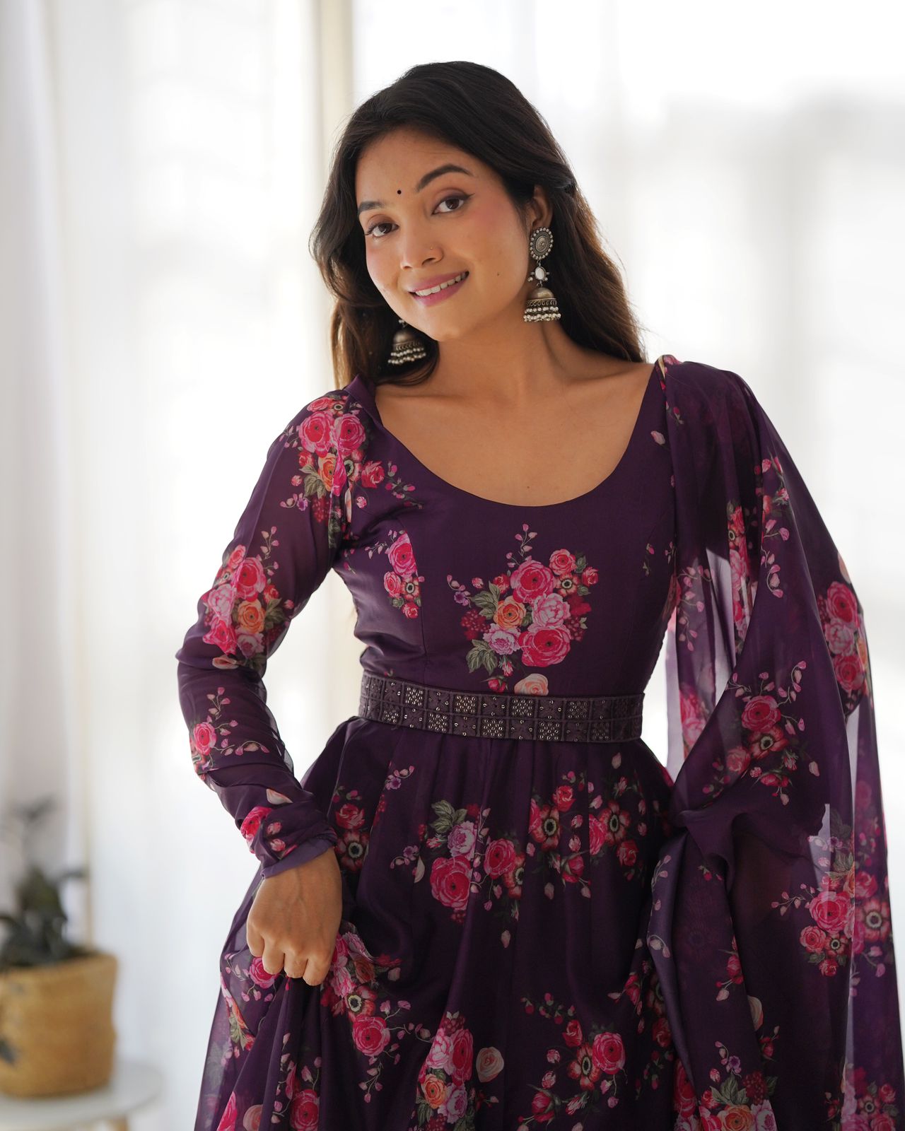 Floral Organza Anarkali cum Gown