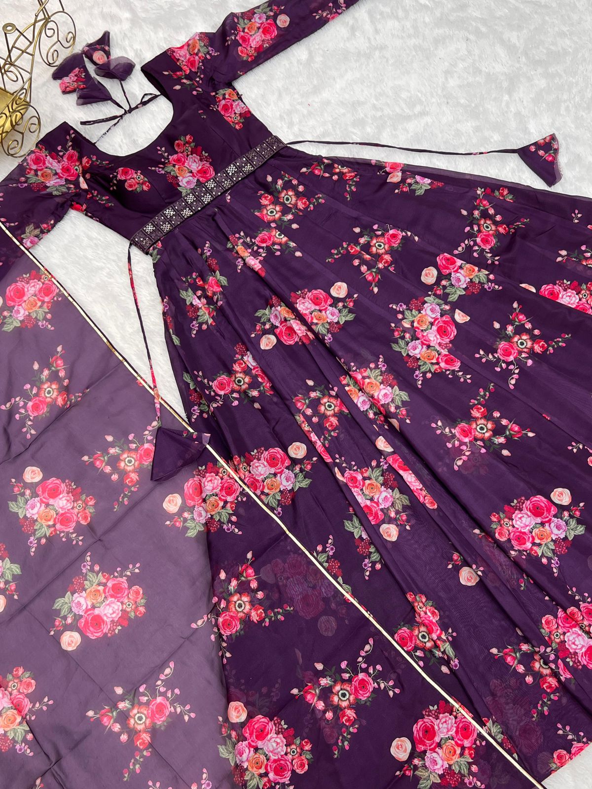 Floral Organza Anarkali cum Gown