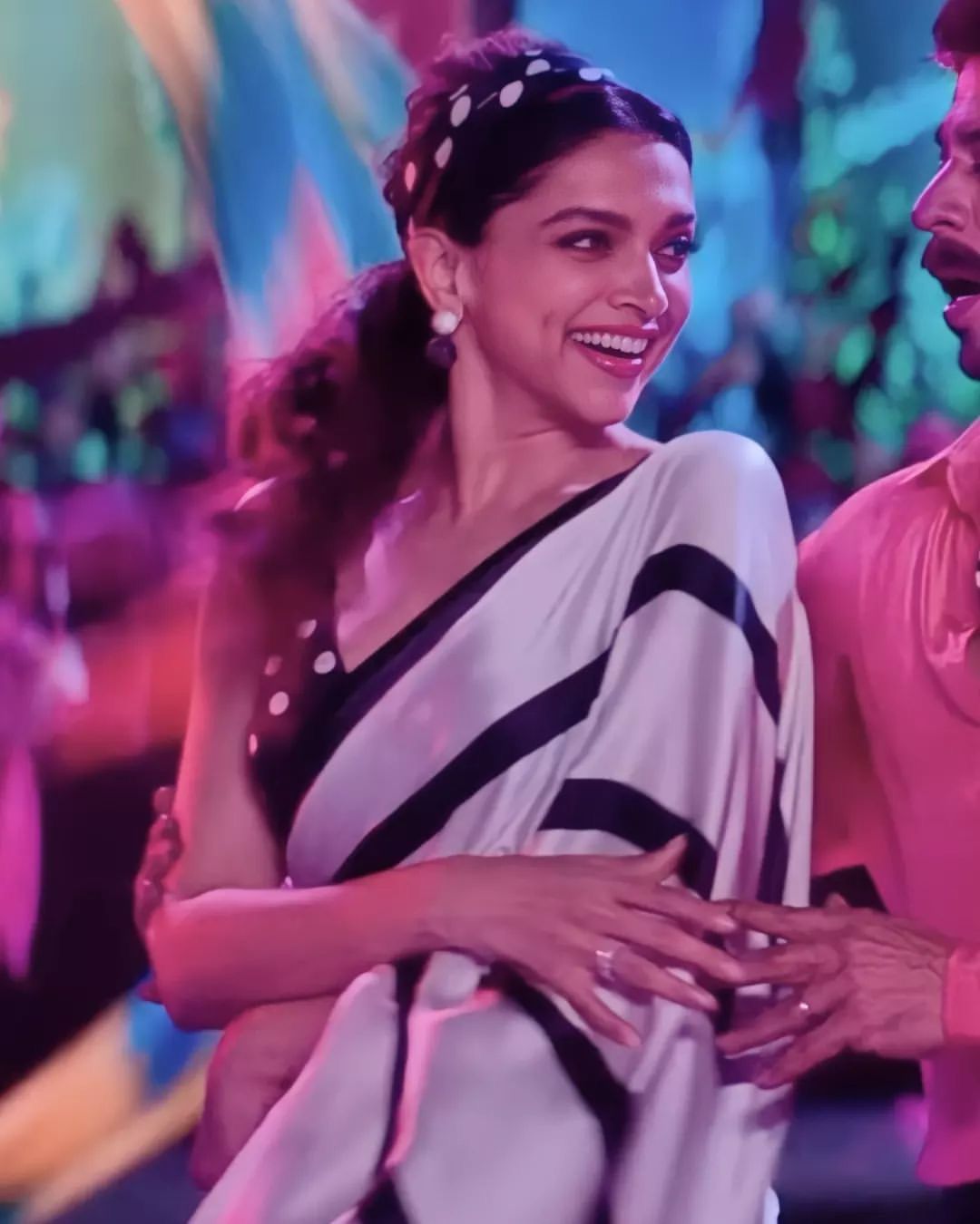 Deepika Padukone Black & white Saree