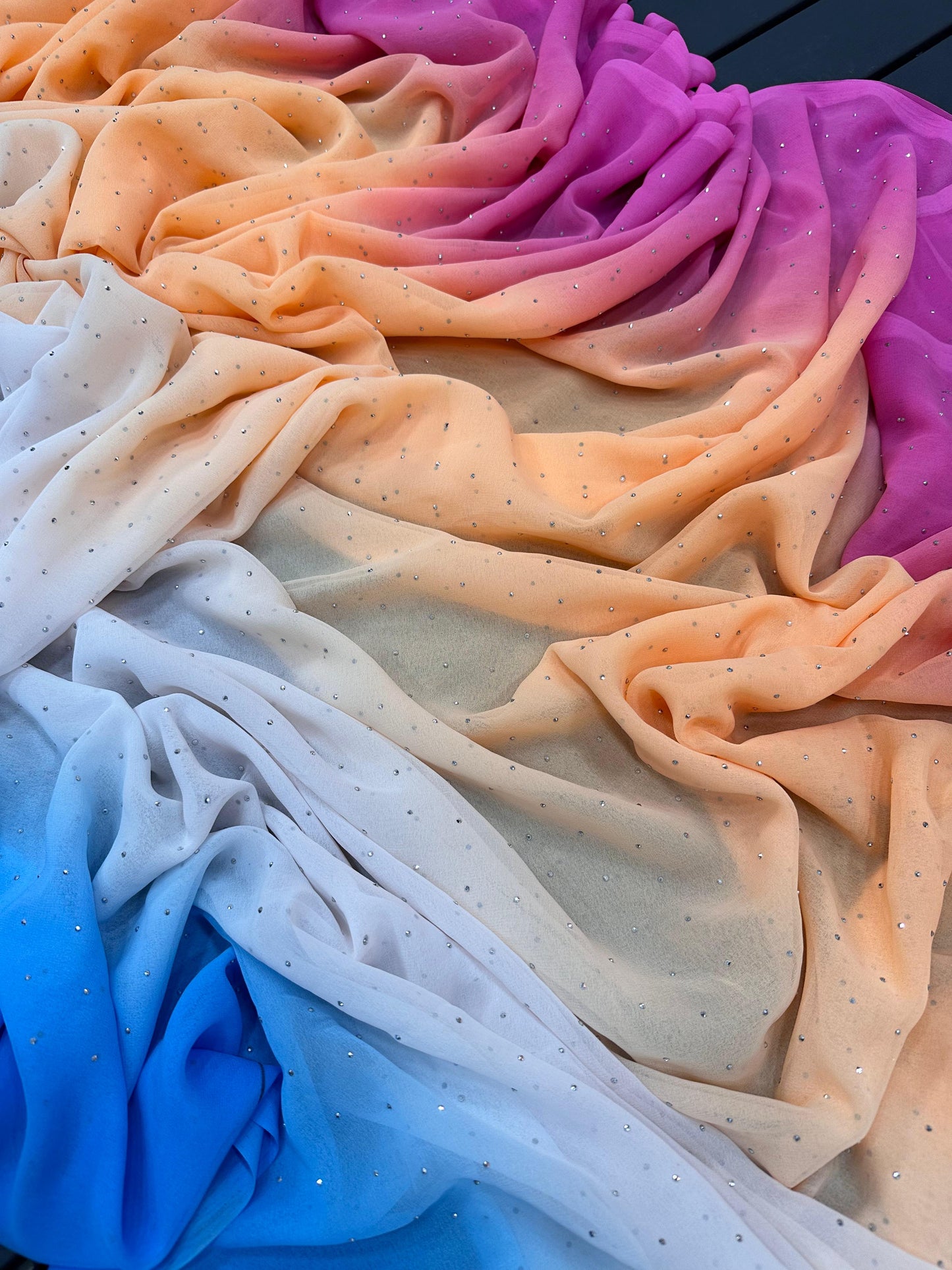 Ombre shade sarees with diamond work