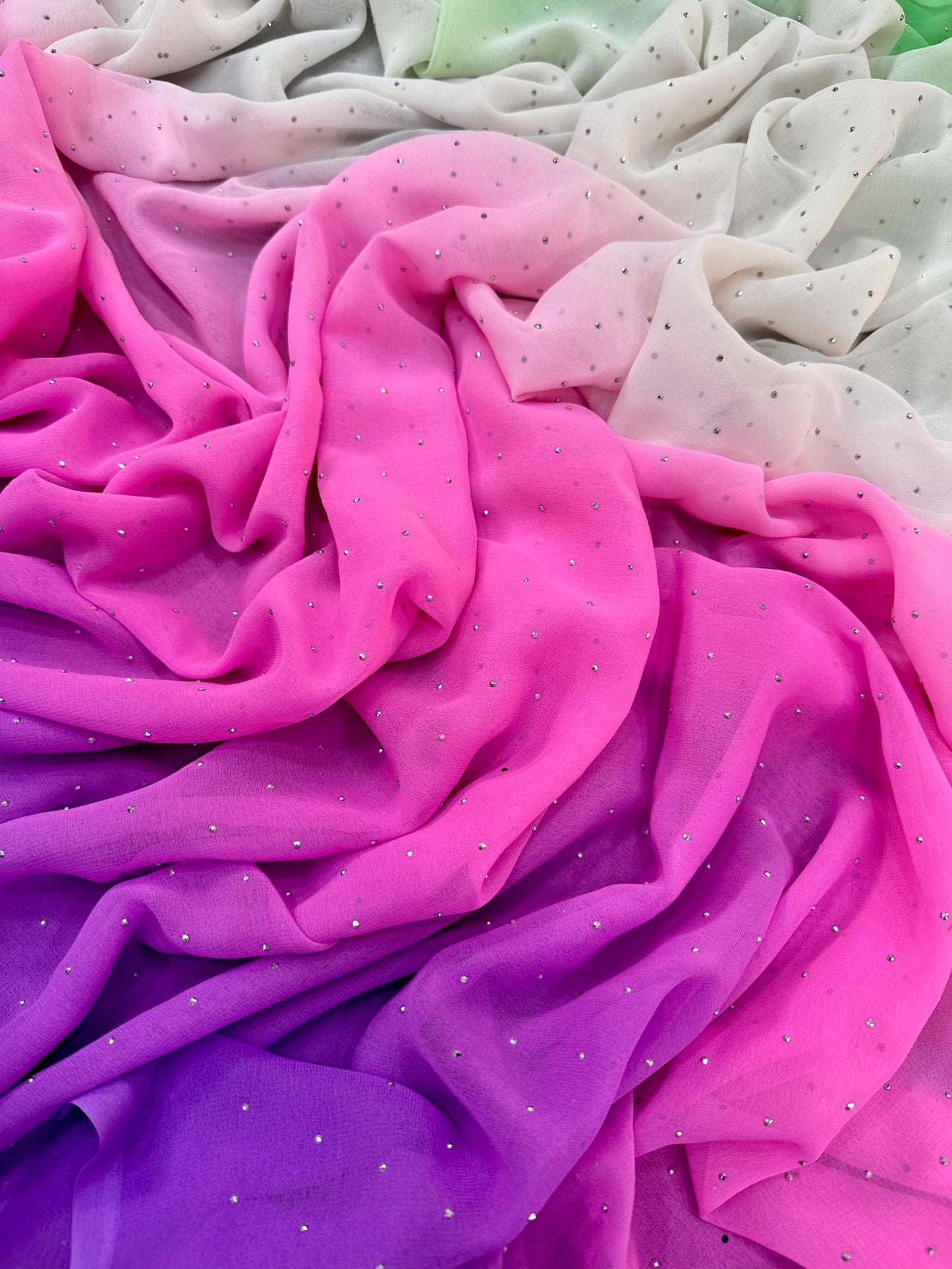 Ombre shade sarees with diamond work