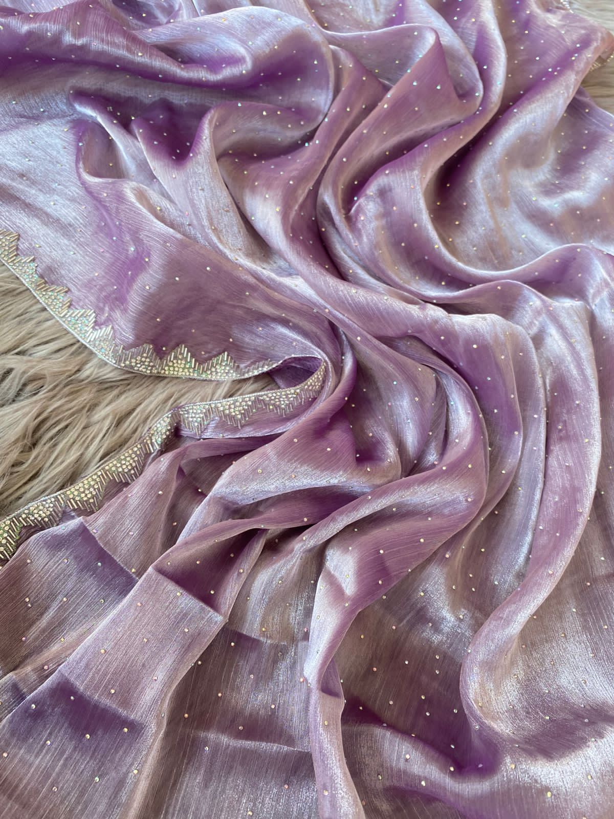 Burbury Silk Saree with diamond work