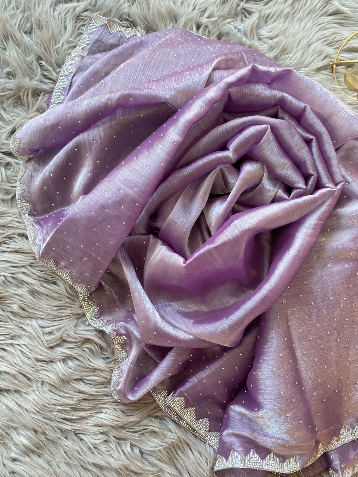 Burbury Silk Saree with diamond work