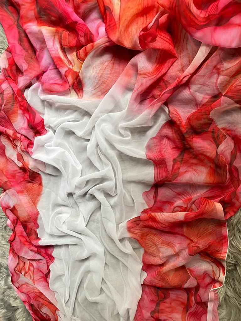 Alia Bhatt white-red saree