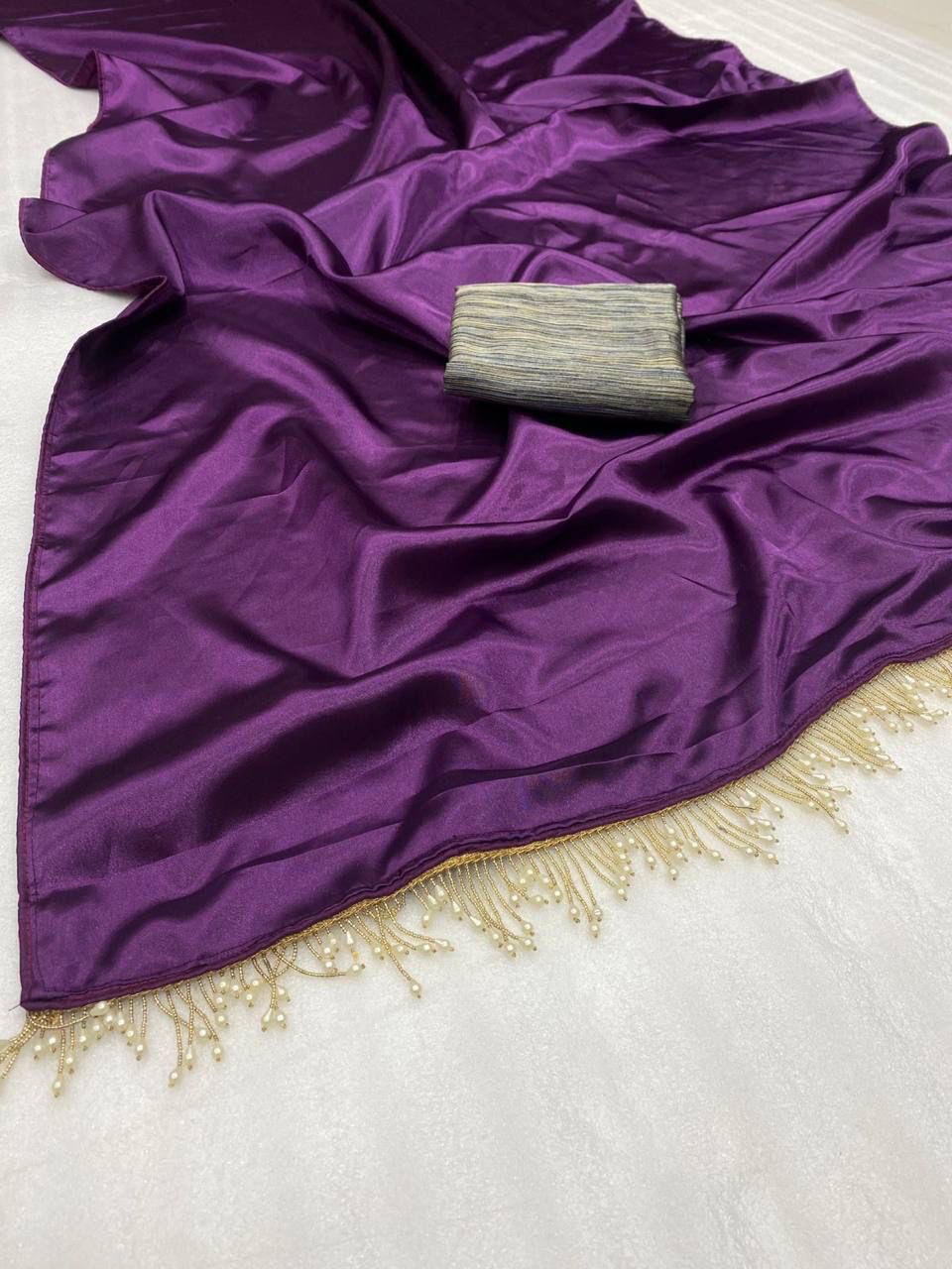 Solid colors Japan Satin Saree