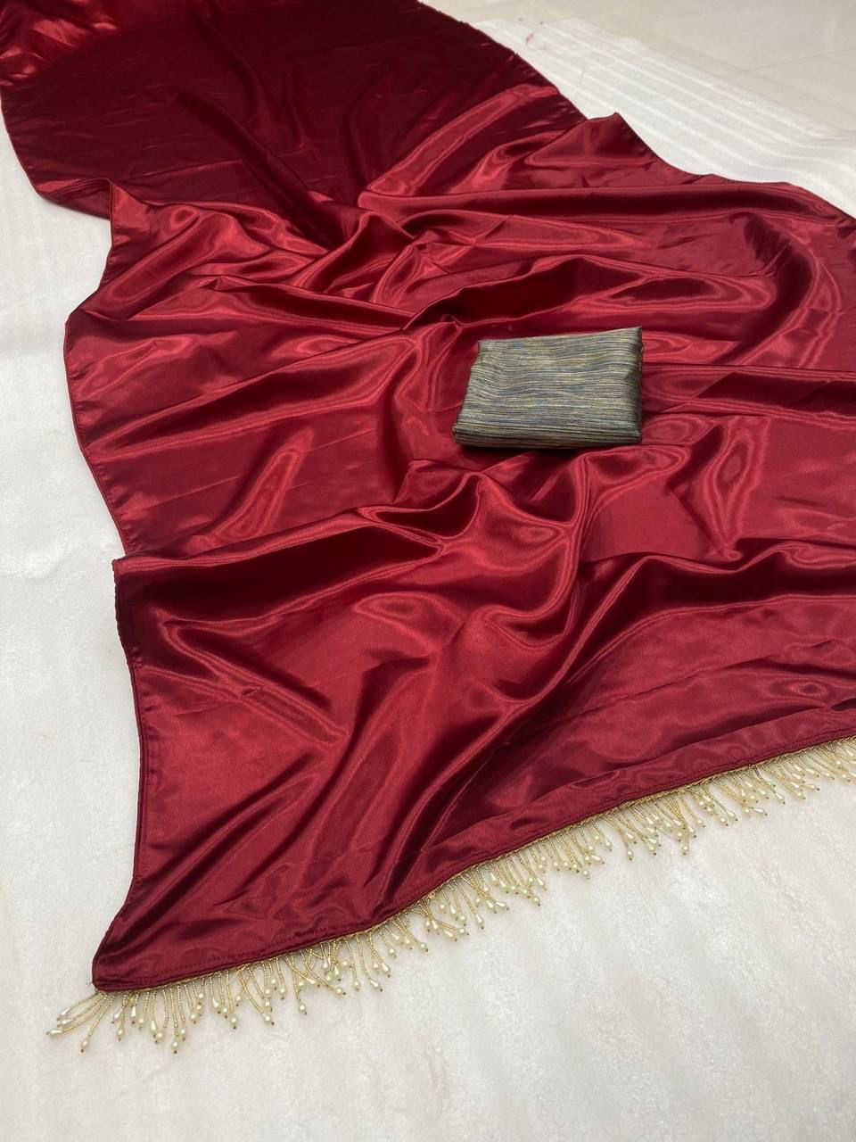 Solid colors Japan Satin Saree