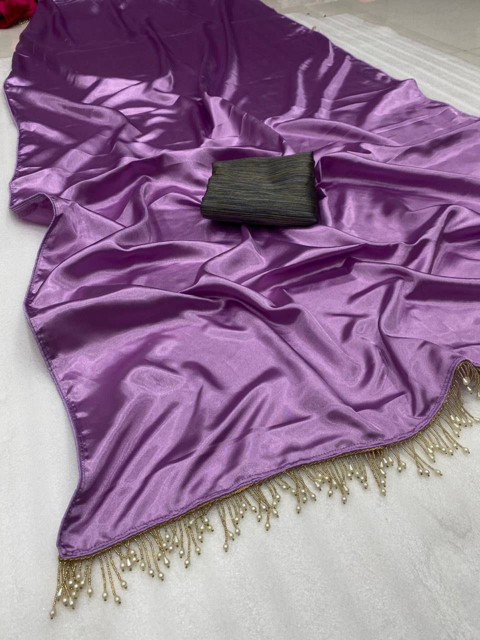 Solid colors Japan Satin Saree