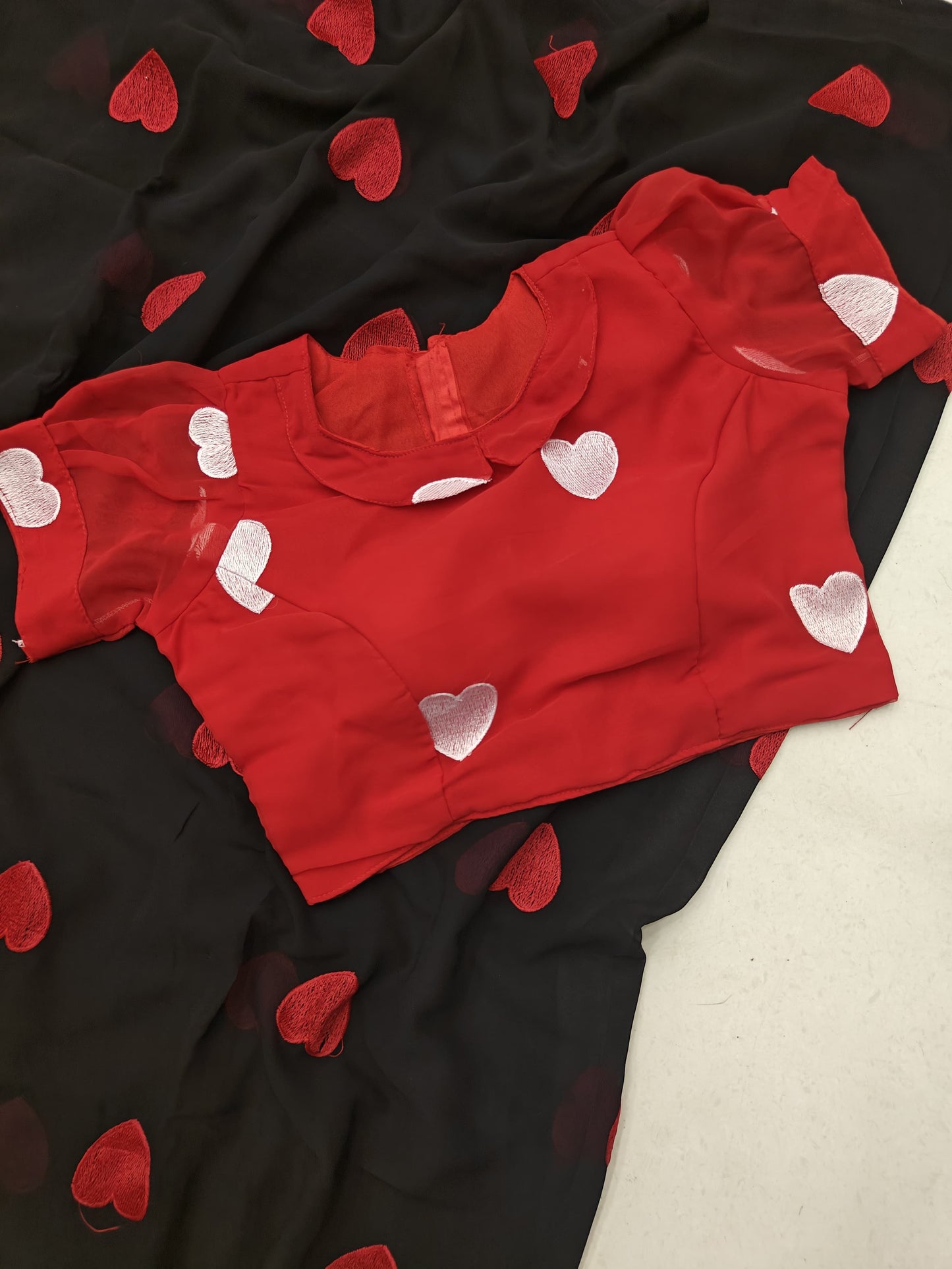 Heart embroidered Saree
