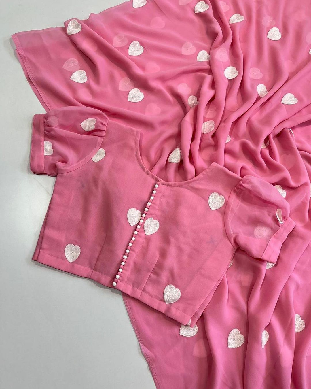 Heart embroidered Saree