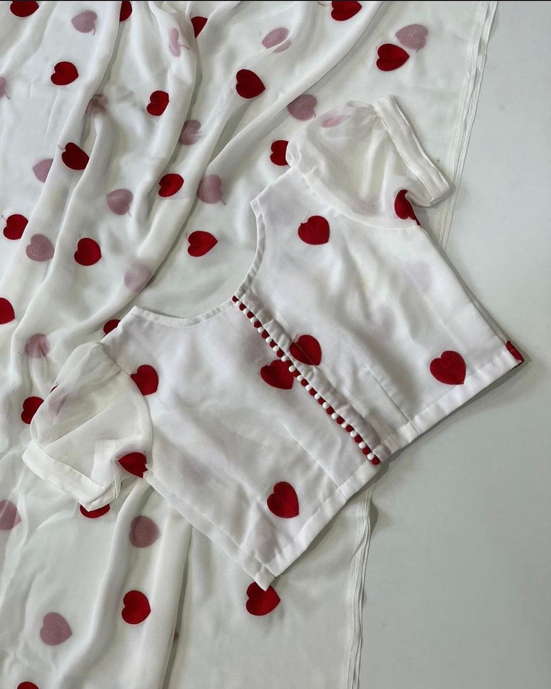 Heart embroidered Saree