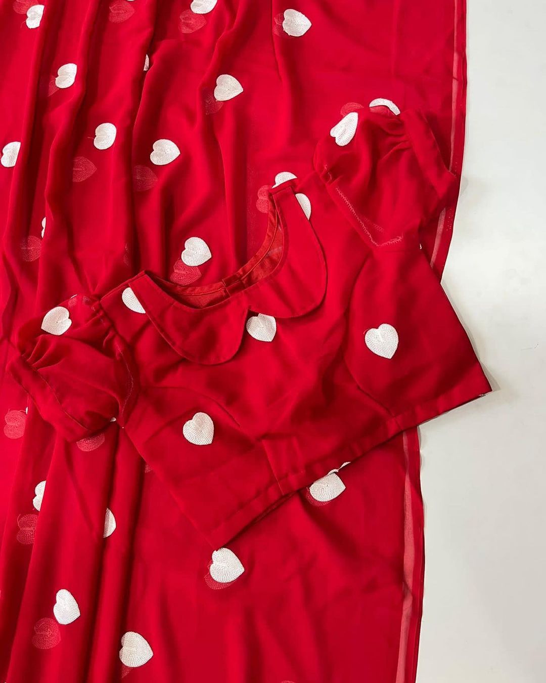 Heart embroidered Saree