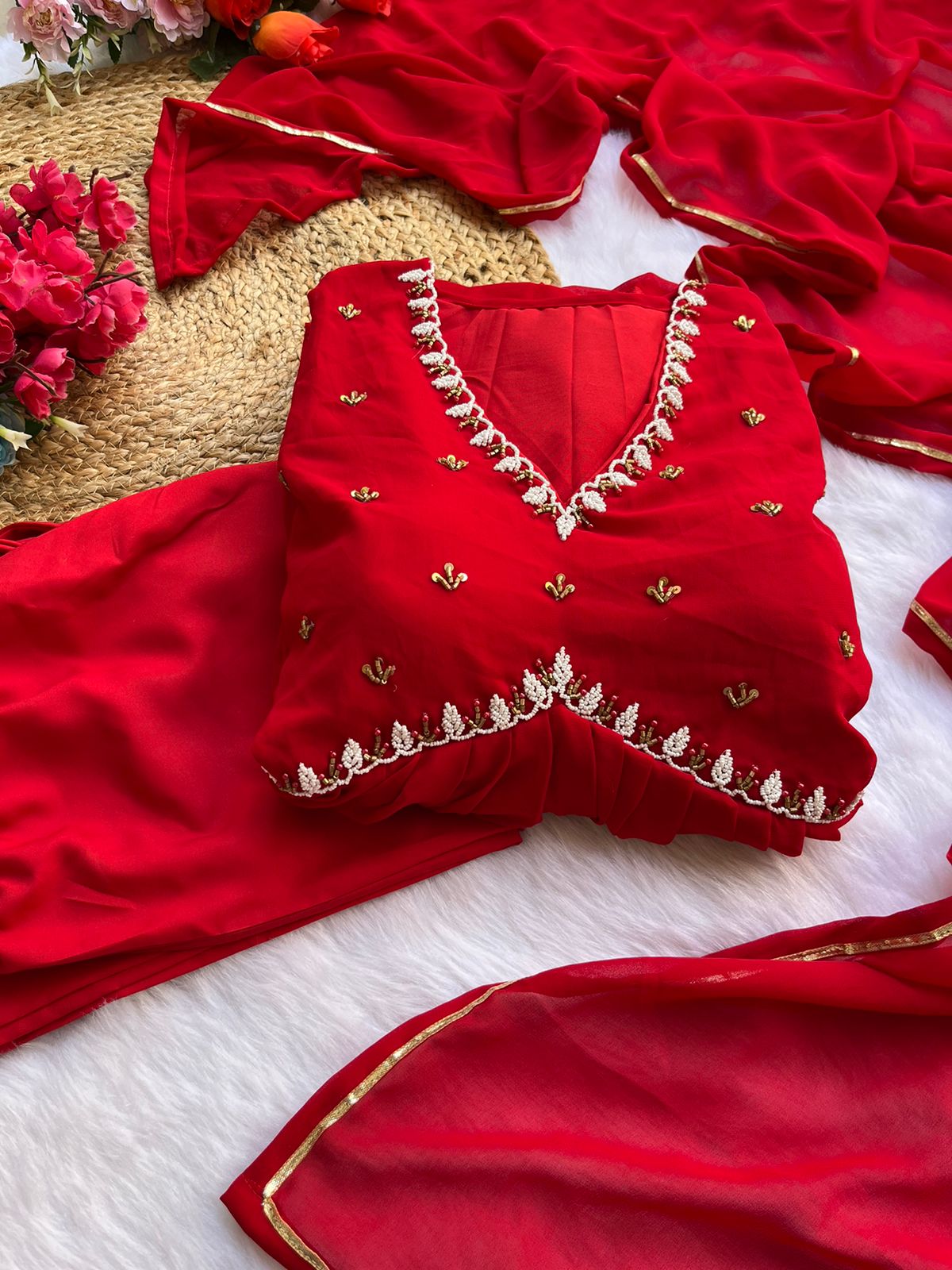 Beautiful Red Anarkali