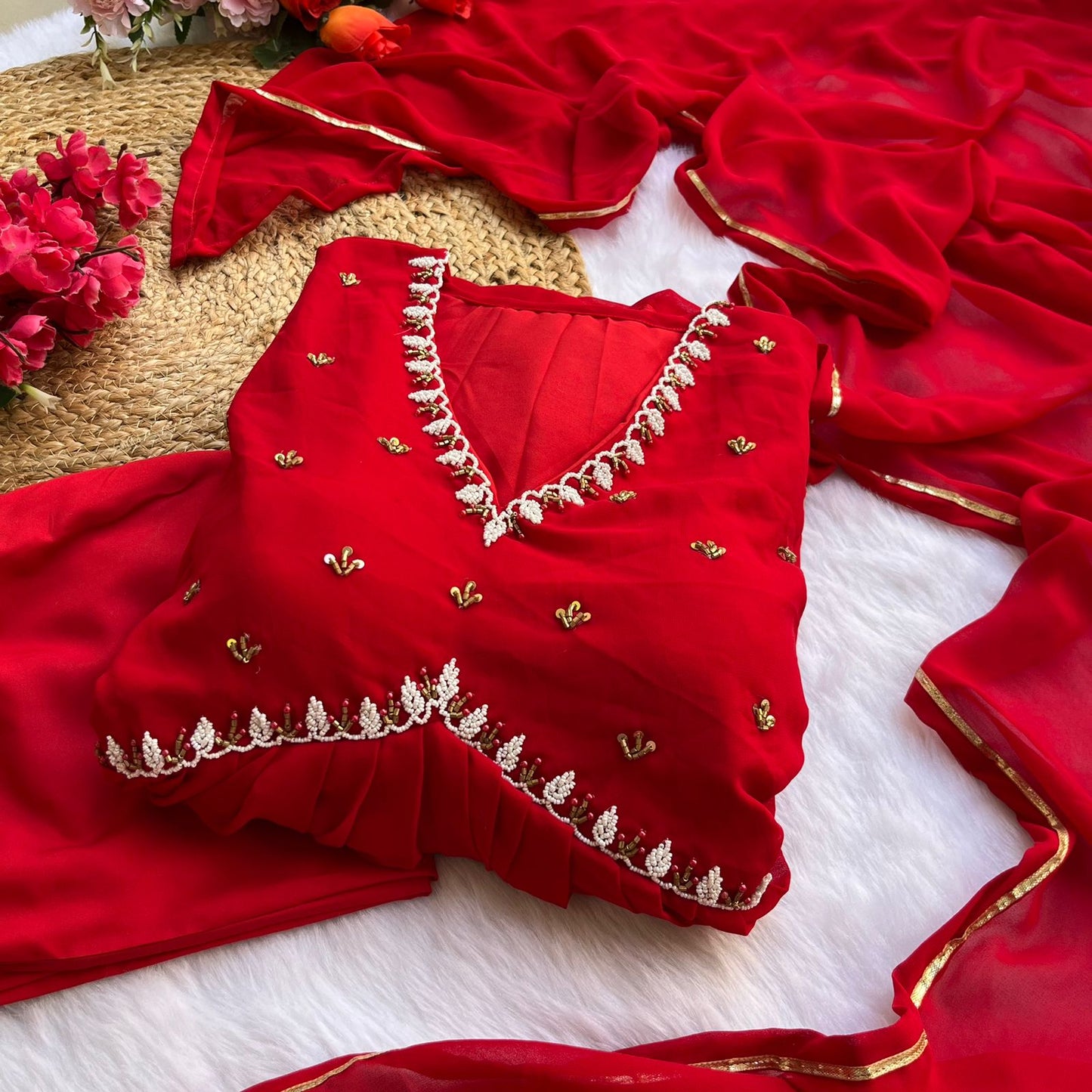 Beautiful Red Anarkali