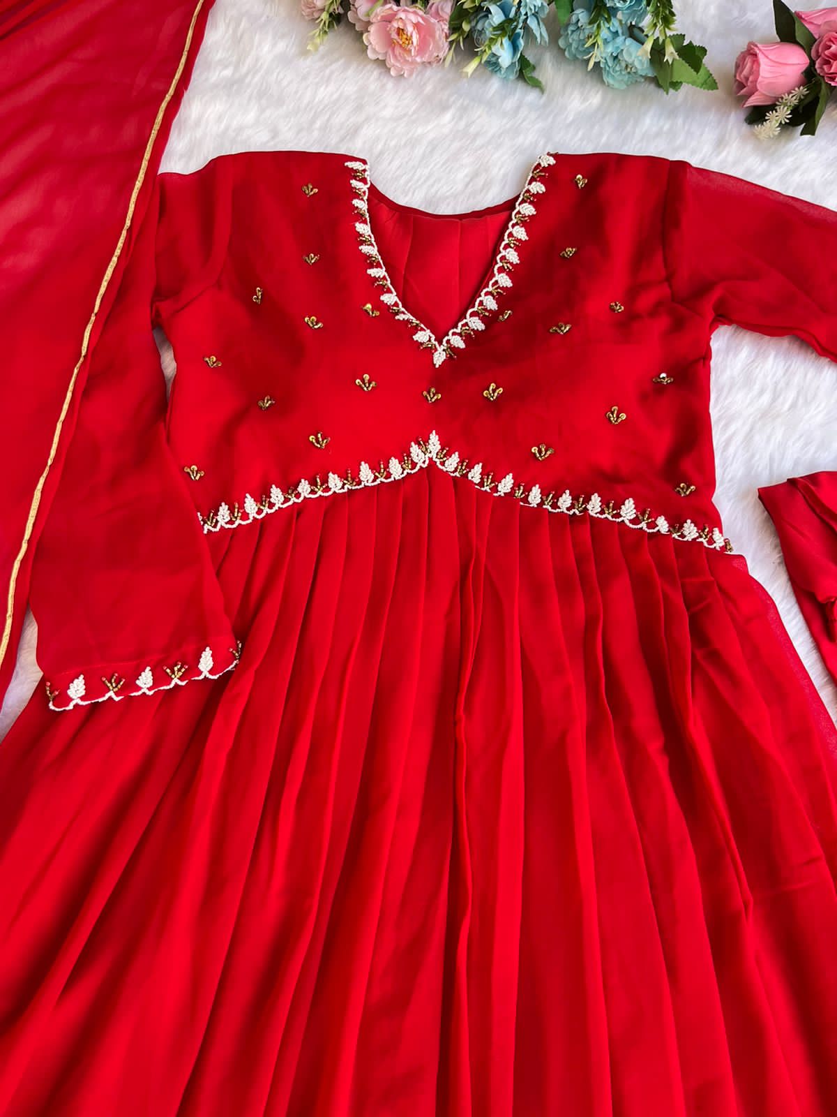 Beautiful Red Anarkali