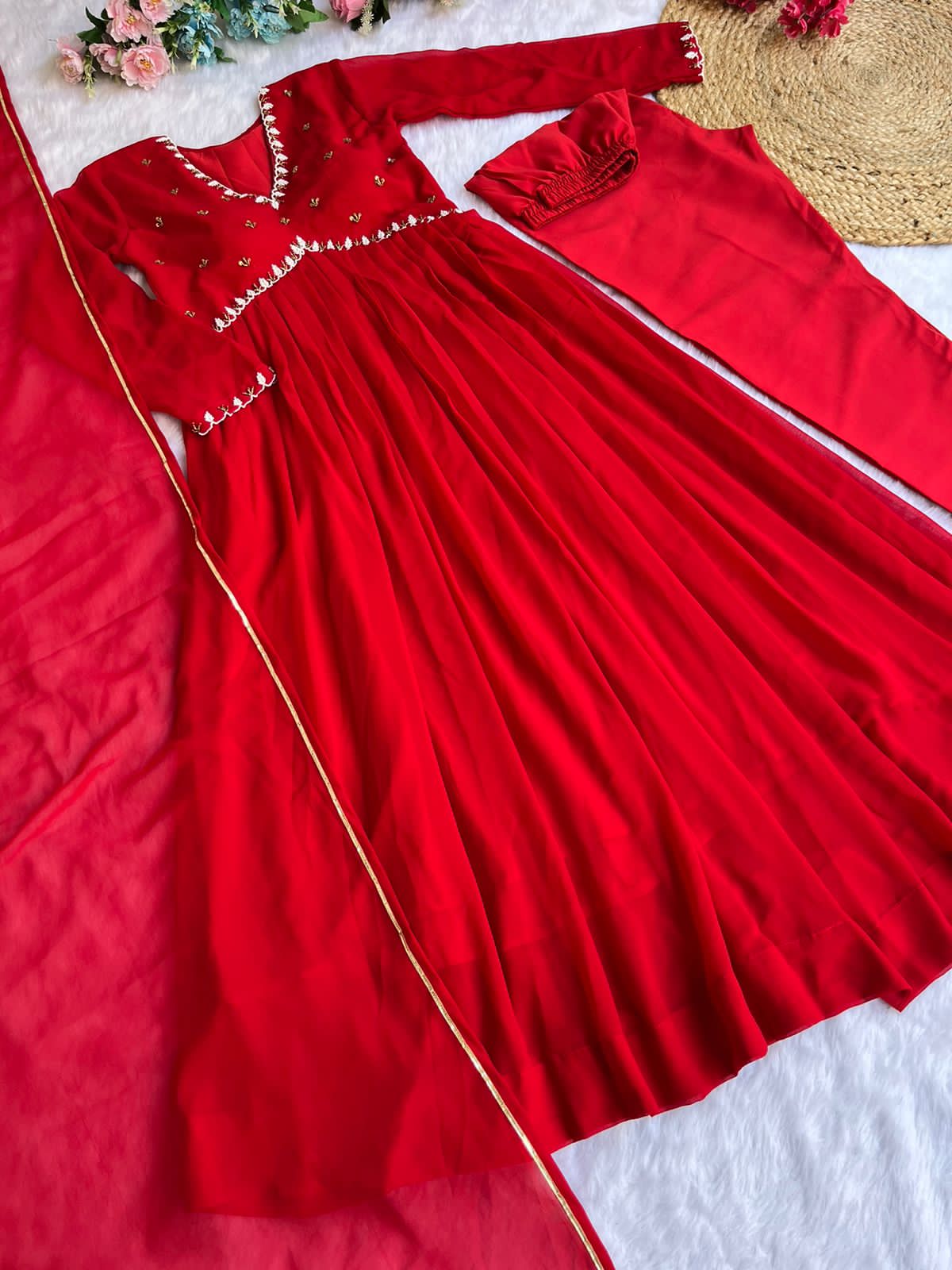 Beautiful Red Anarkali