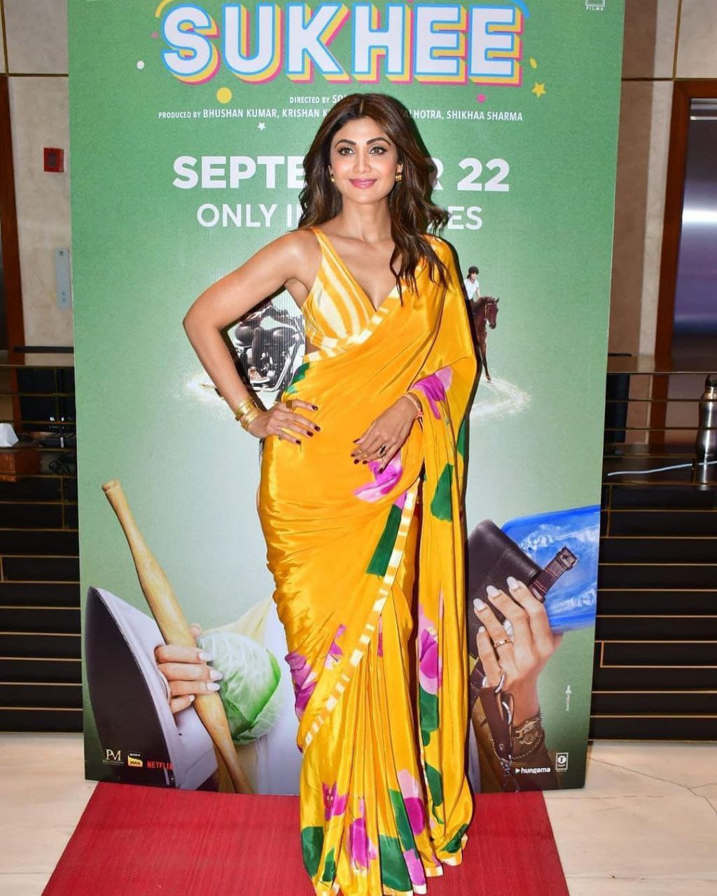 Shipa Shetty Yellow Saree