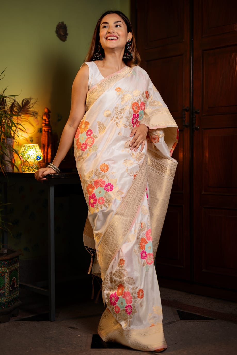 Viscose Silk Saree with Zari weave
