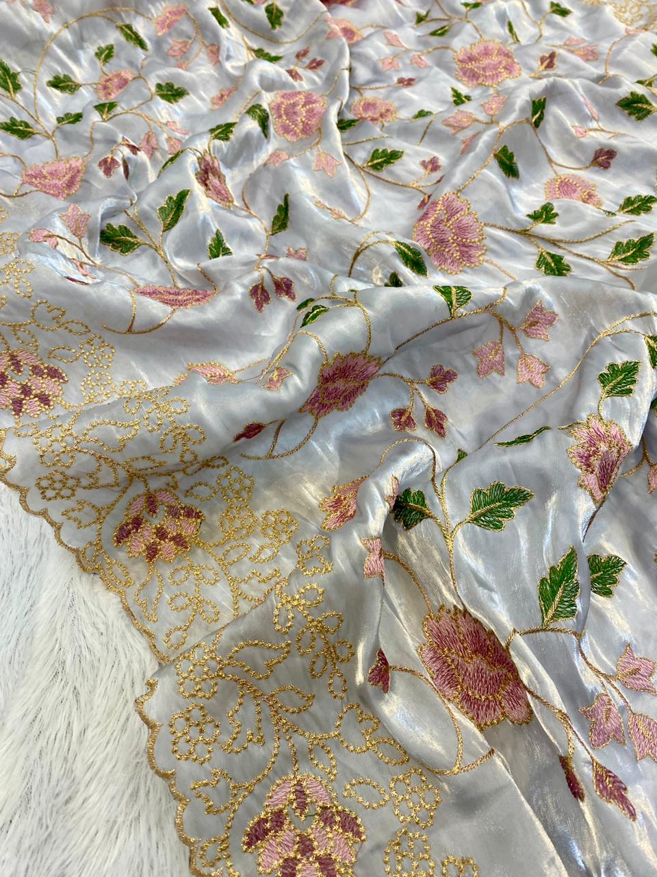 Designer Motif and Zari Work saree