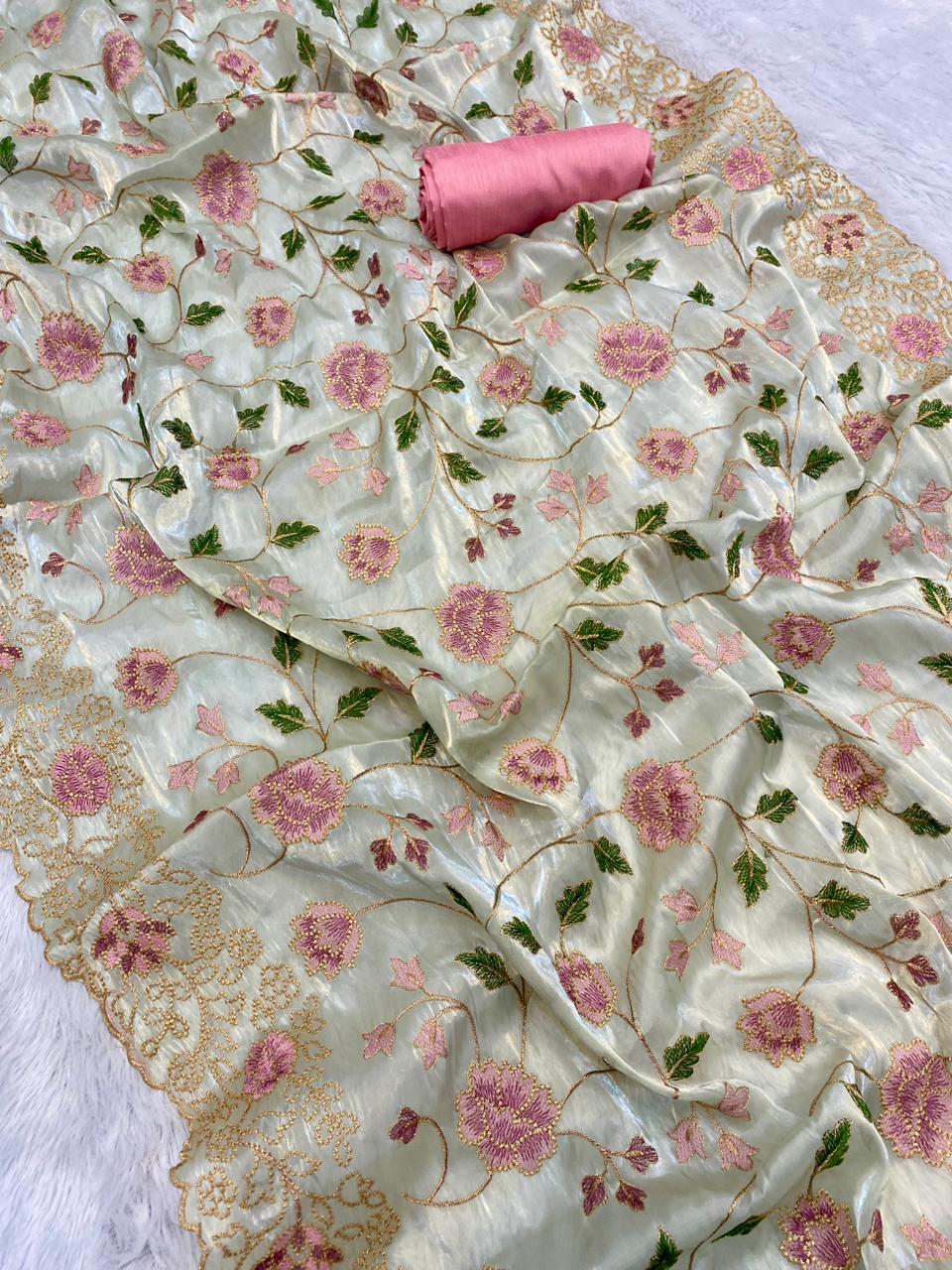 Designer Motif and Zari Work saree