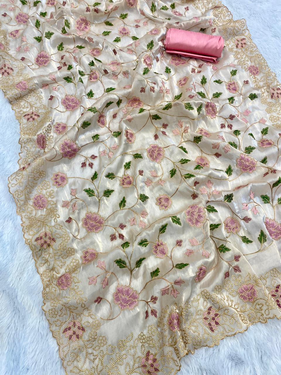Designer Motif and Zari Work saree