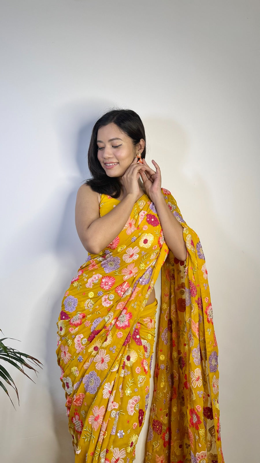 Multi-color Sequins and Threadwork Saree