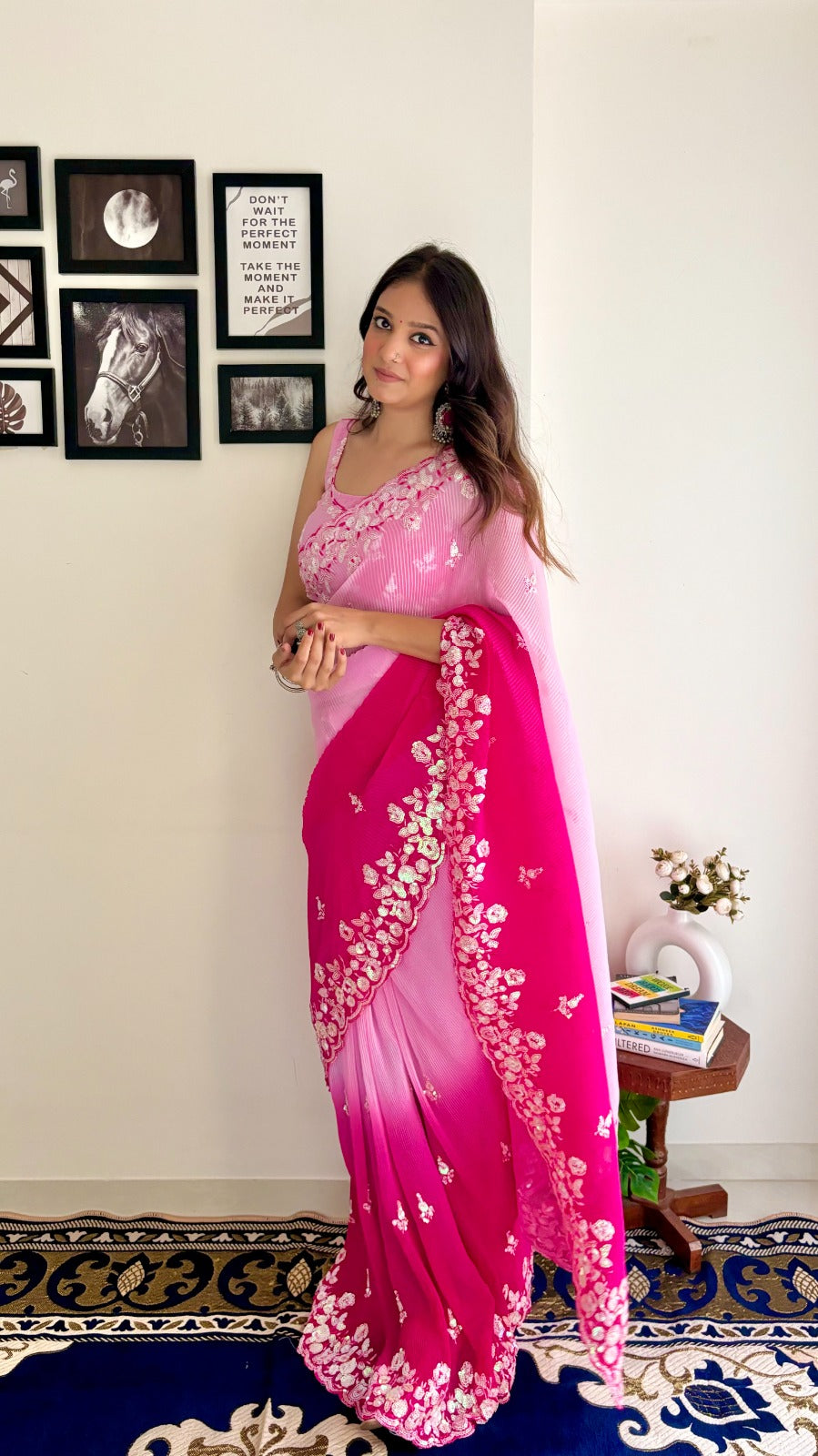 Georgette Crush Saree with Sequins Work