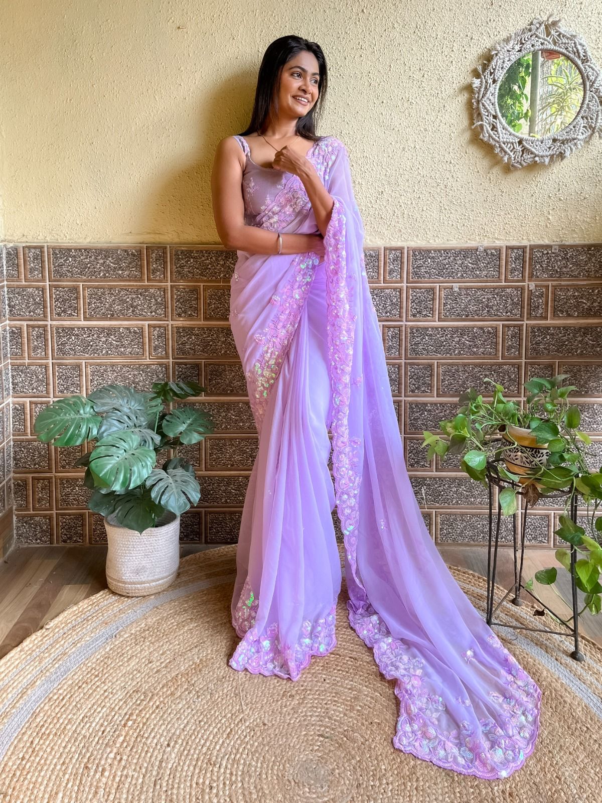 Georgette Saree with Sequins Work