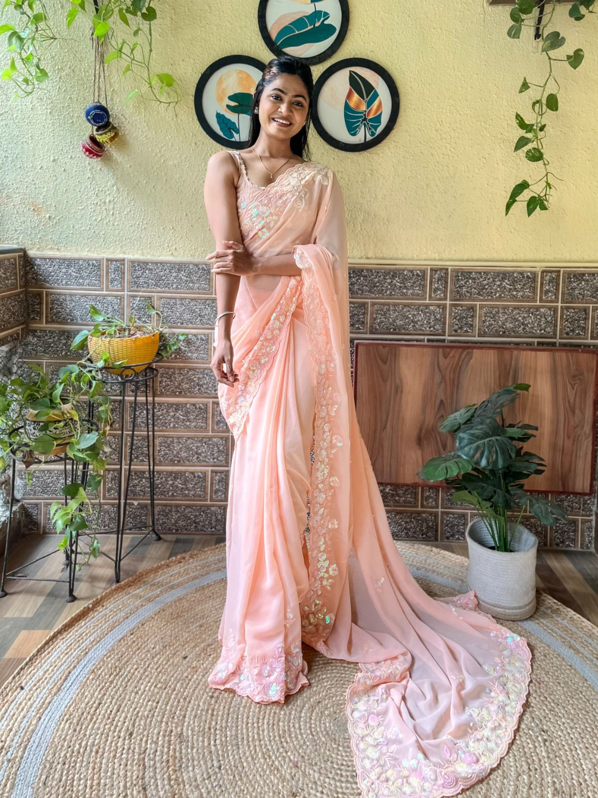 Georgette Saree with Sequins Work