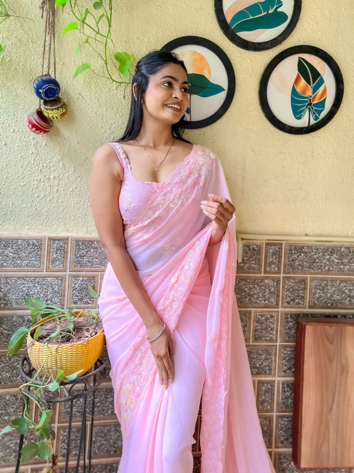 Georgette Saree with Sequins Work