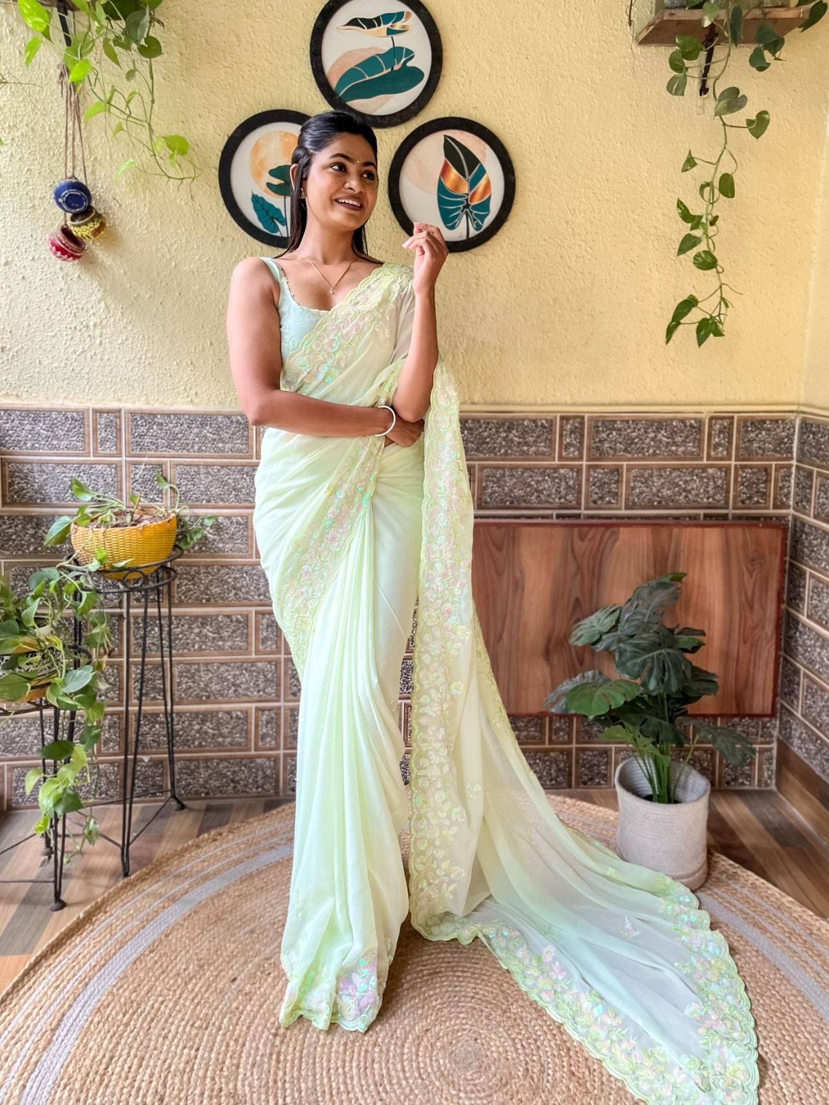 Georgette Saree with Sequins Work