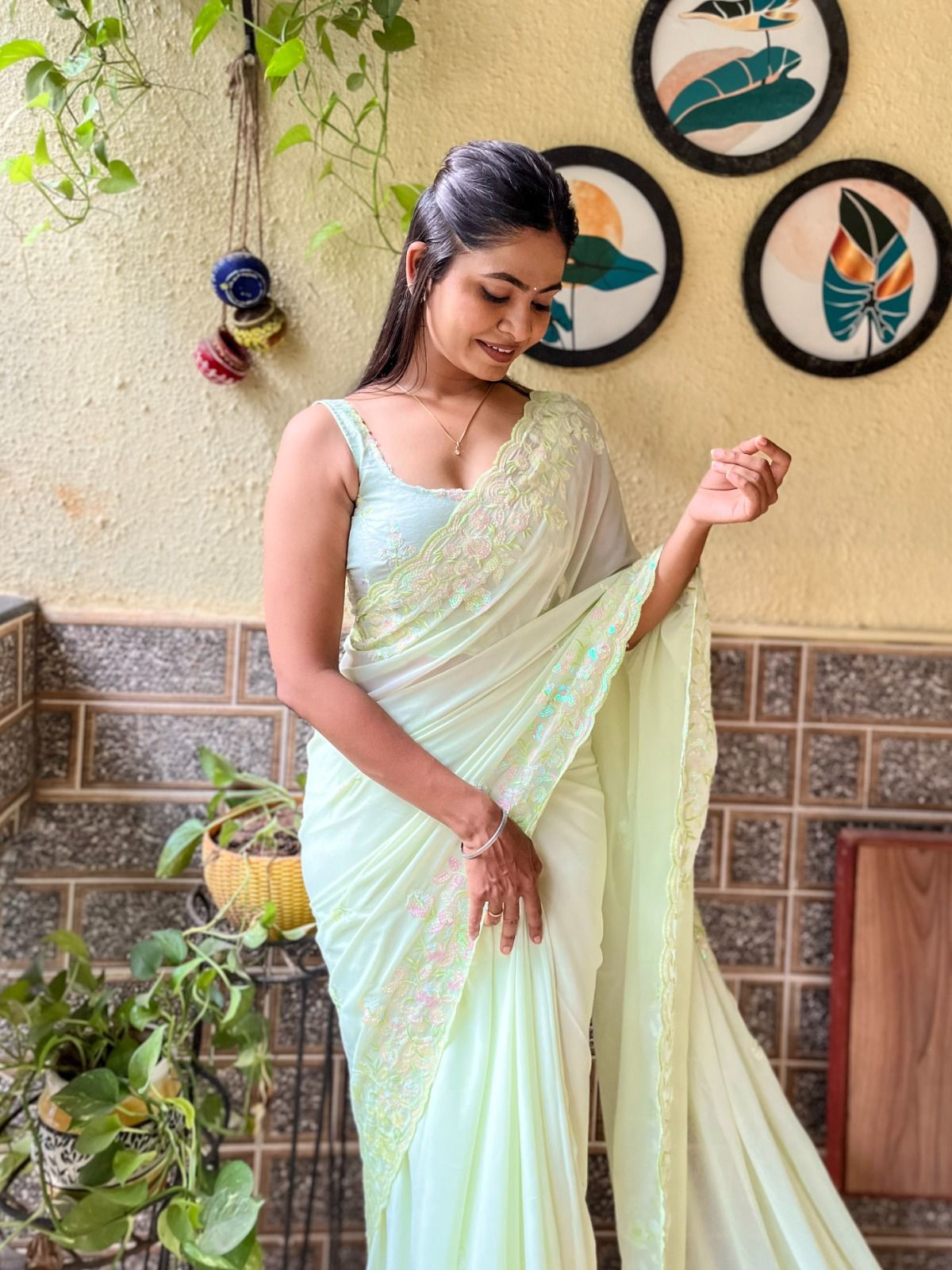 Georgette Saree with Sequins Work