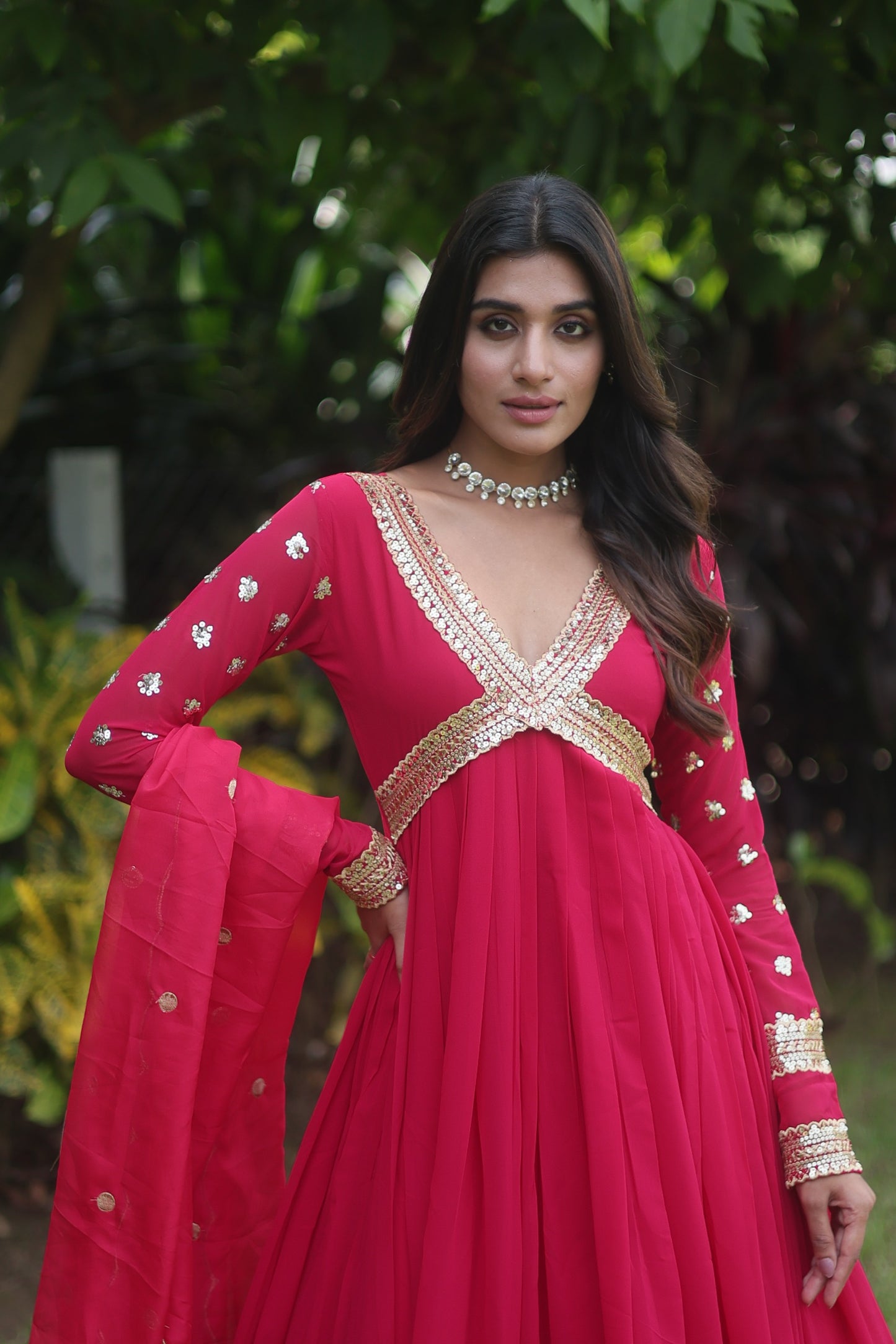 Alia Cut Gown With Sequins Zari Work