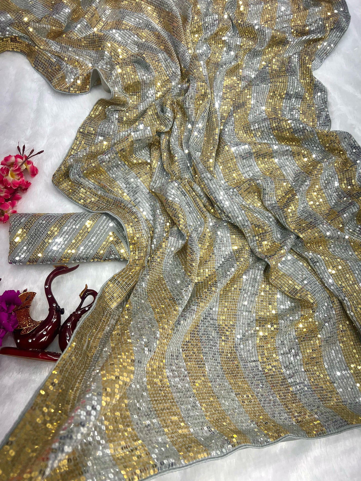 Manish Malhotra Inspired Golden Sequins Saree