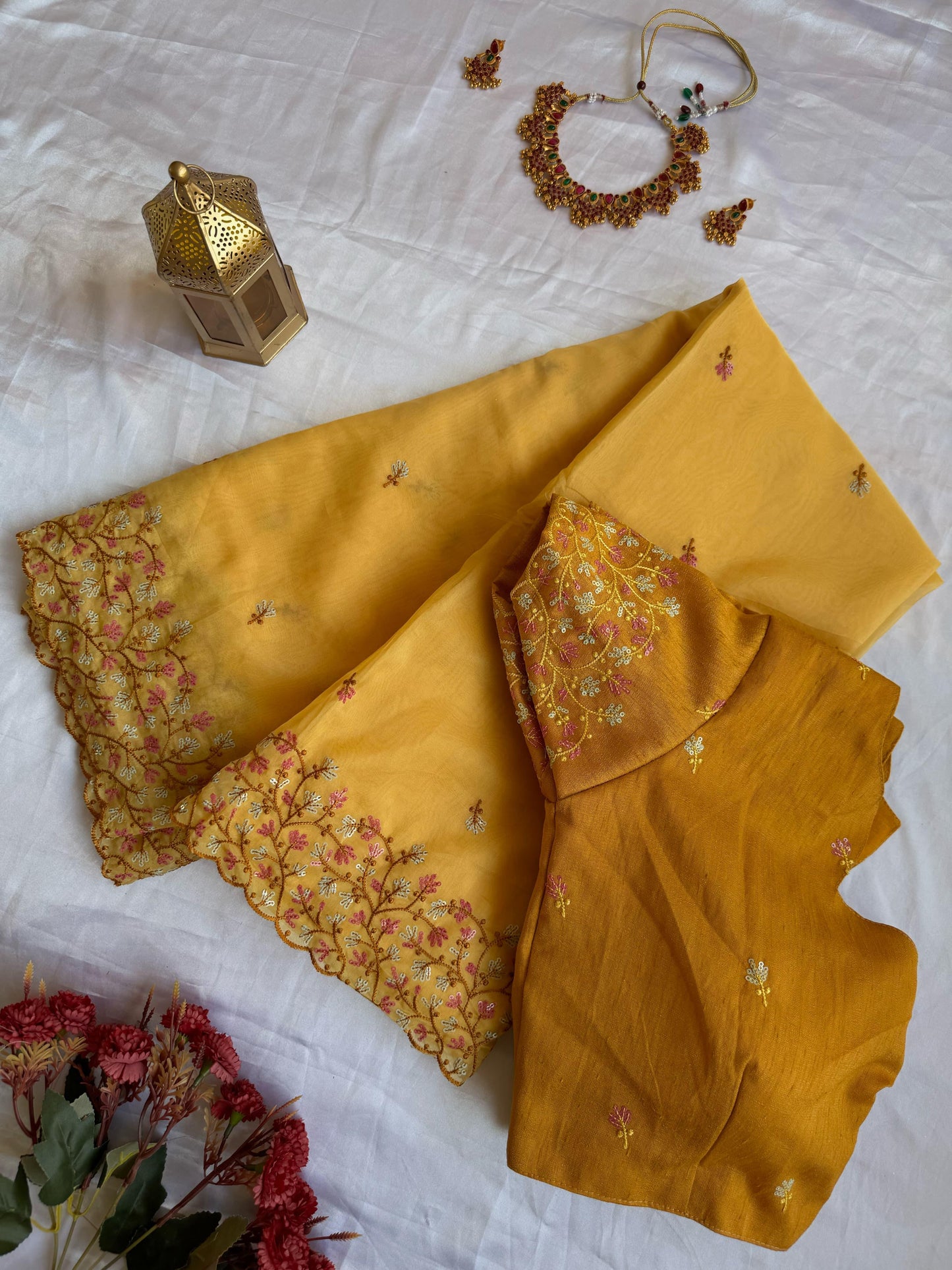 Organza Silk Saree With Elegant Thread Work