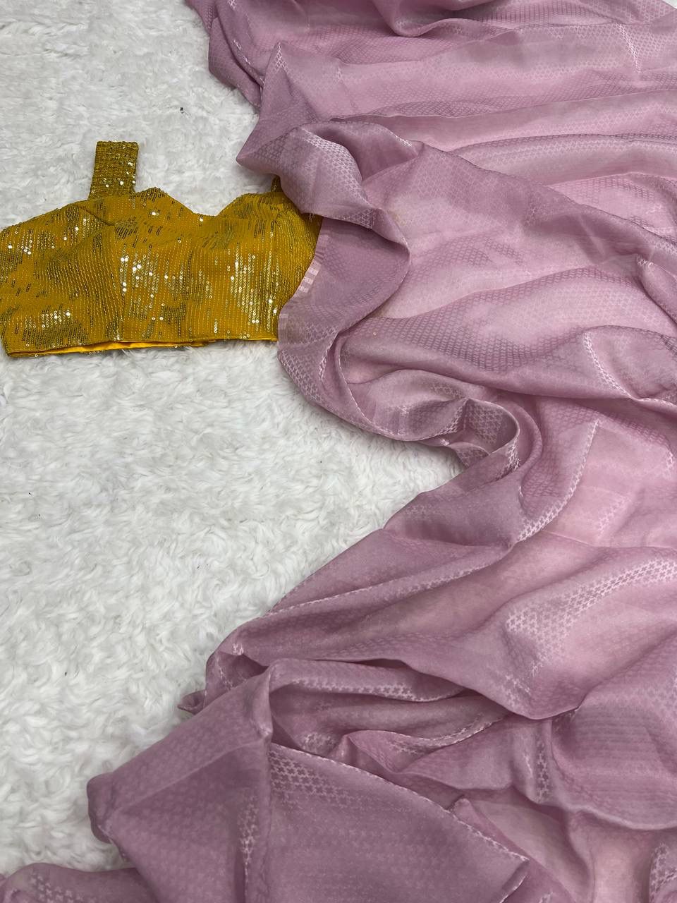 Designer Glass Tissue With Velvet Stitched Blouse