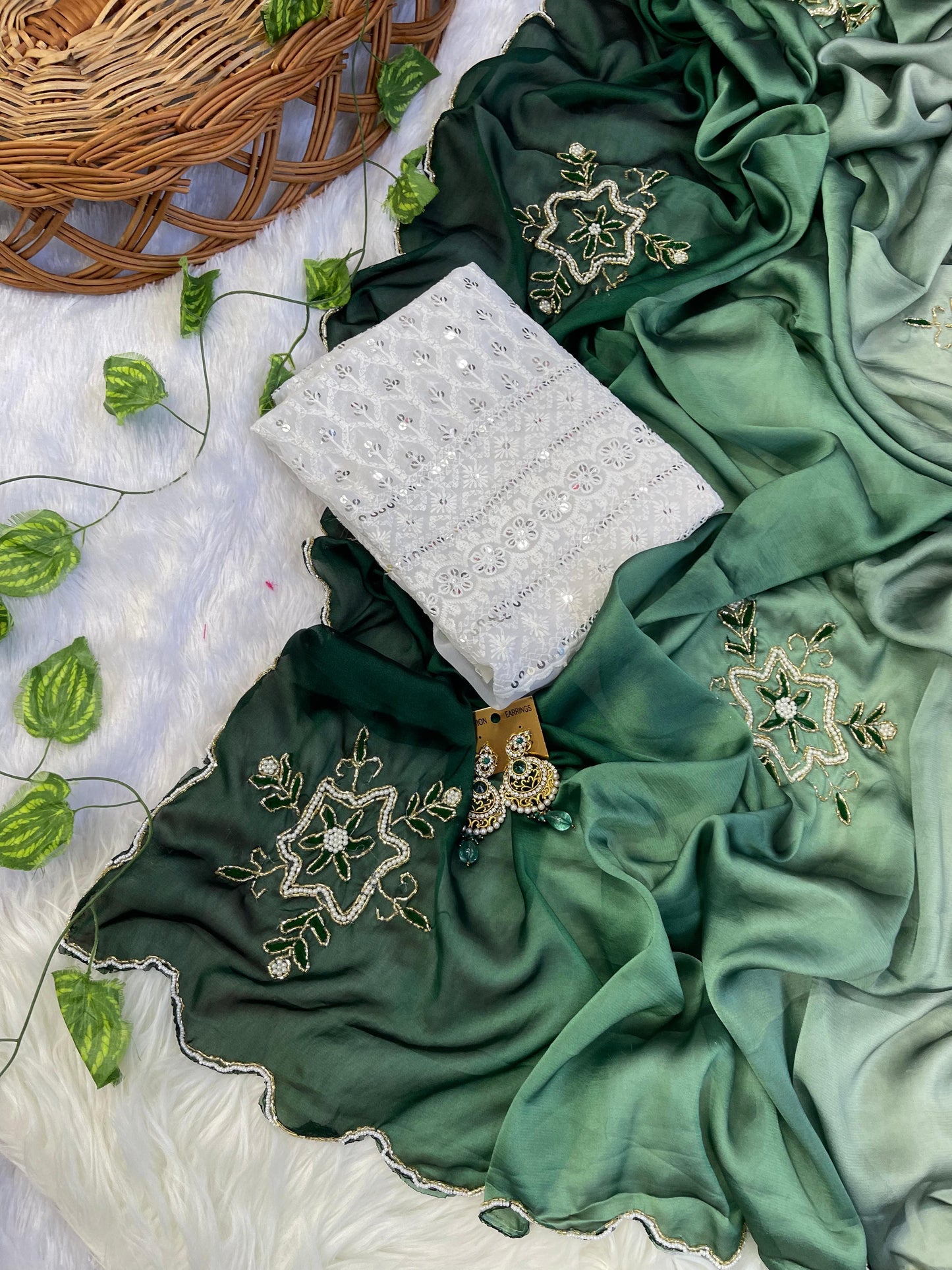 Soft Rangoli silk saree with handwork