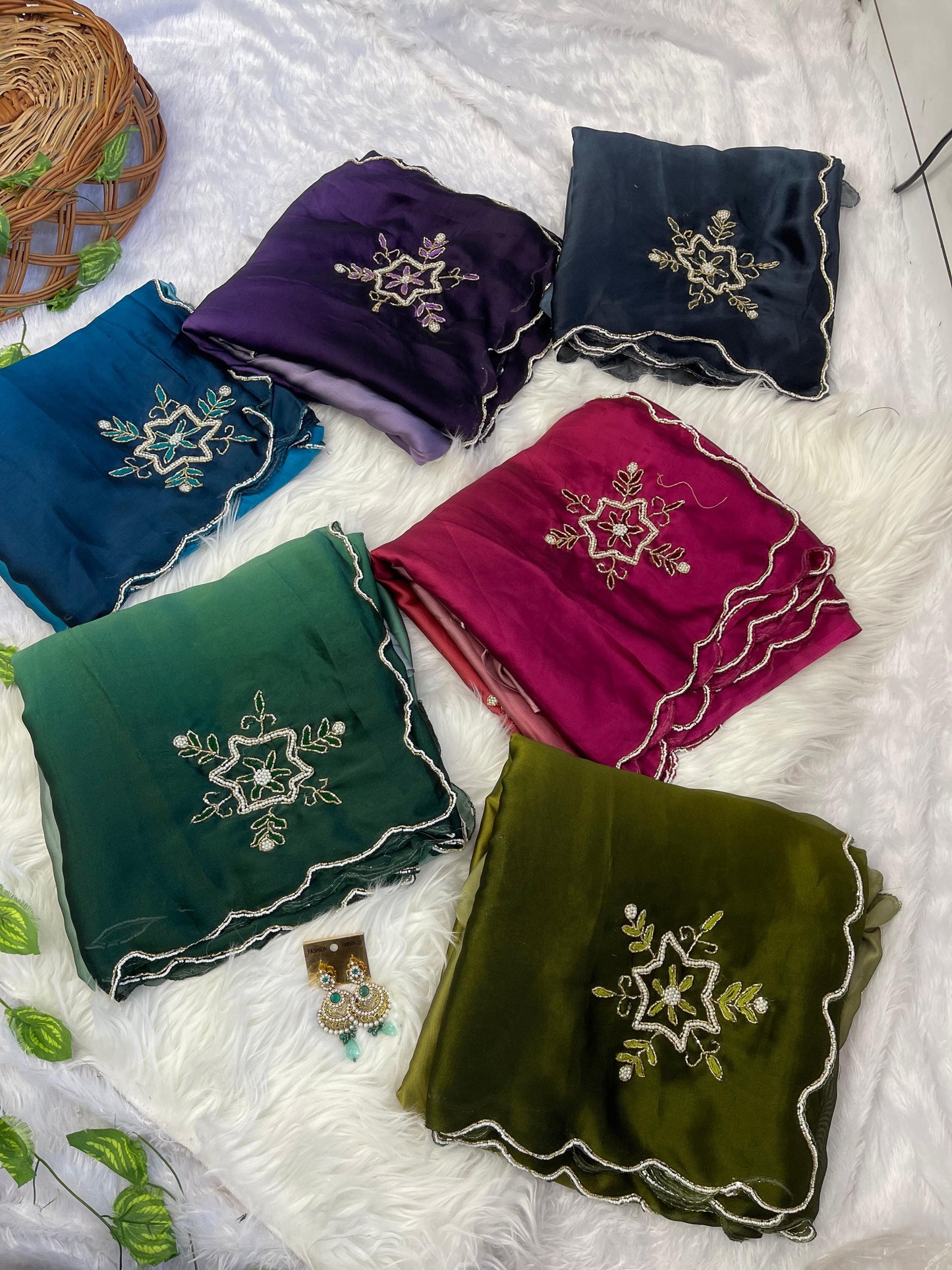 Soft Rangoli silk saree with handwork
