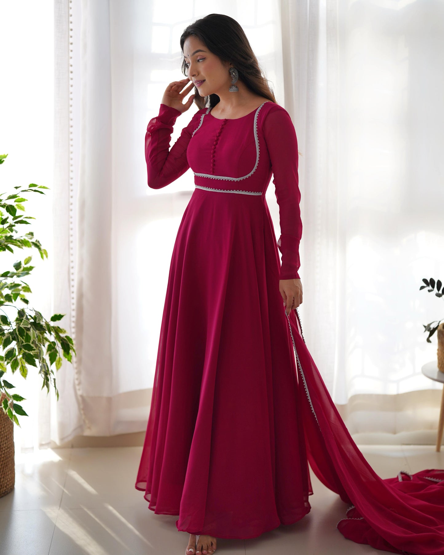 Yoke Neck Pink Anarkali