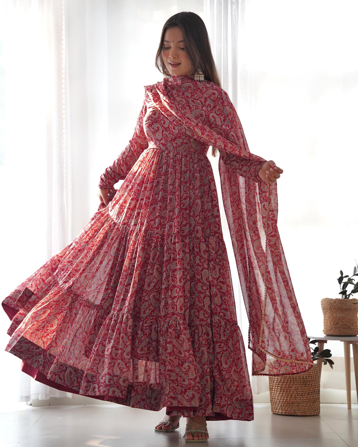 Three Layered Kalamkari Print Anarkali