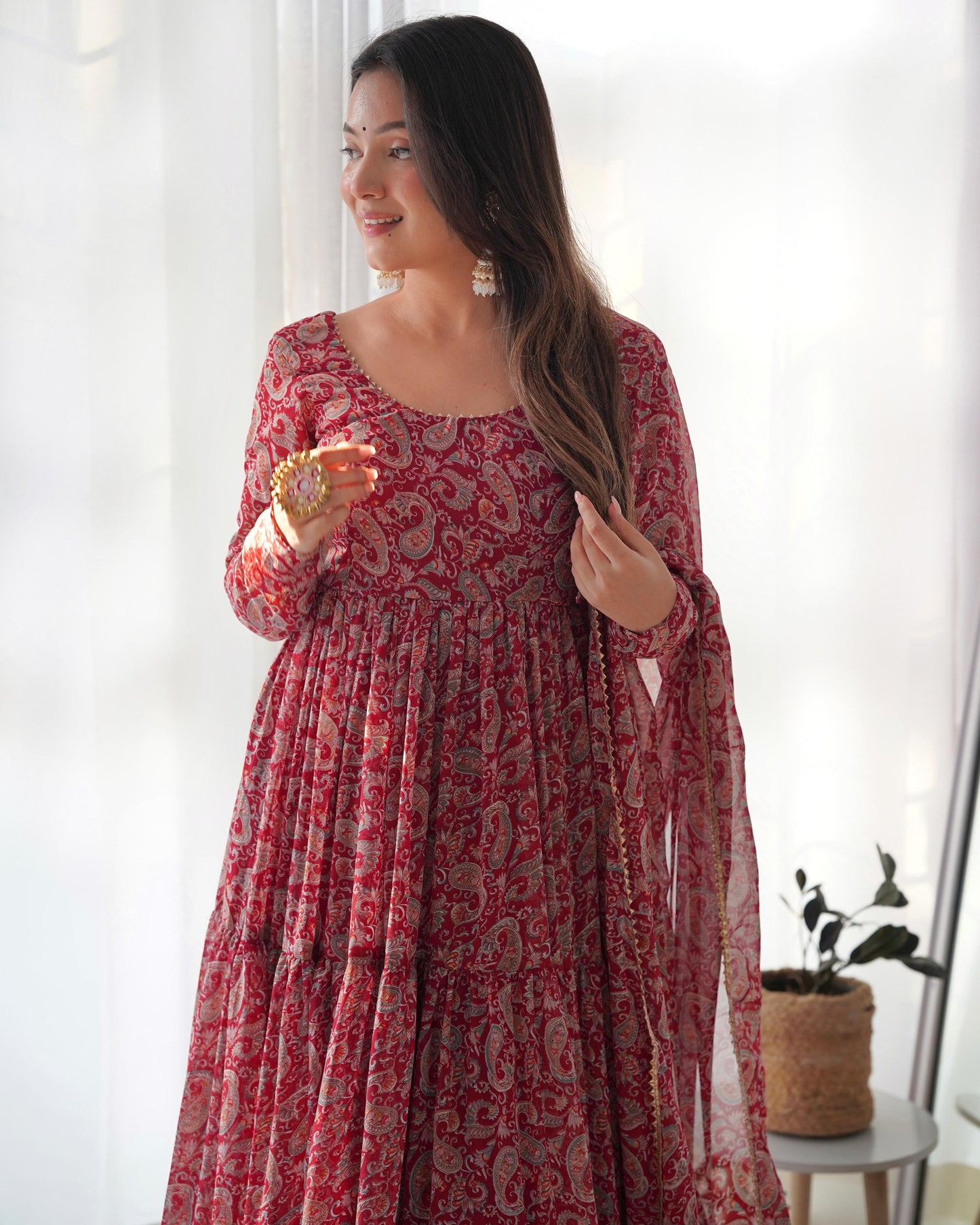 Three Layered Kalamkari Print Anarkali