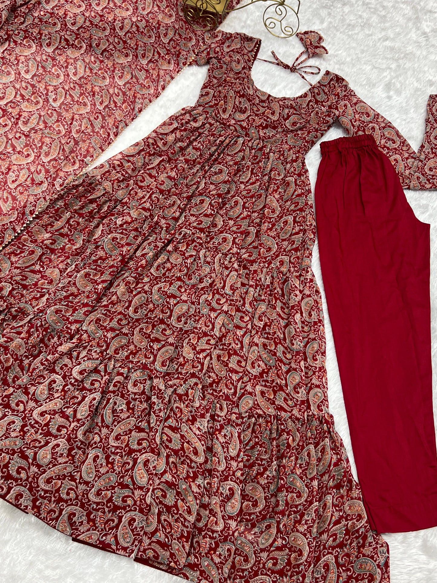 Three Layered Kalamkari Print Anarkali