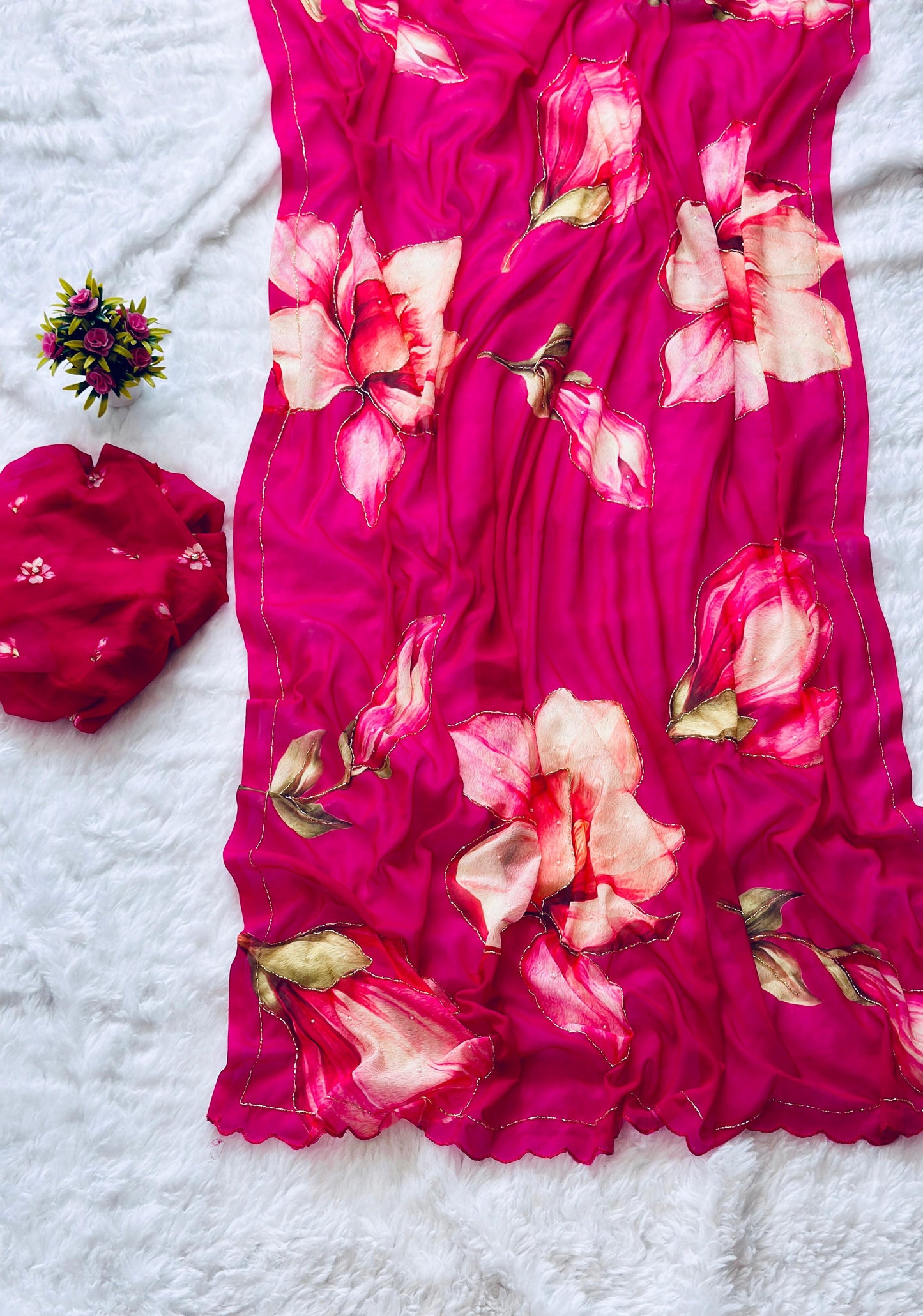 Tulip Georgette Saree with Handwork