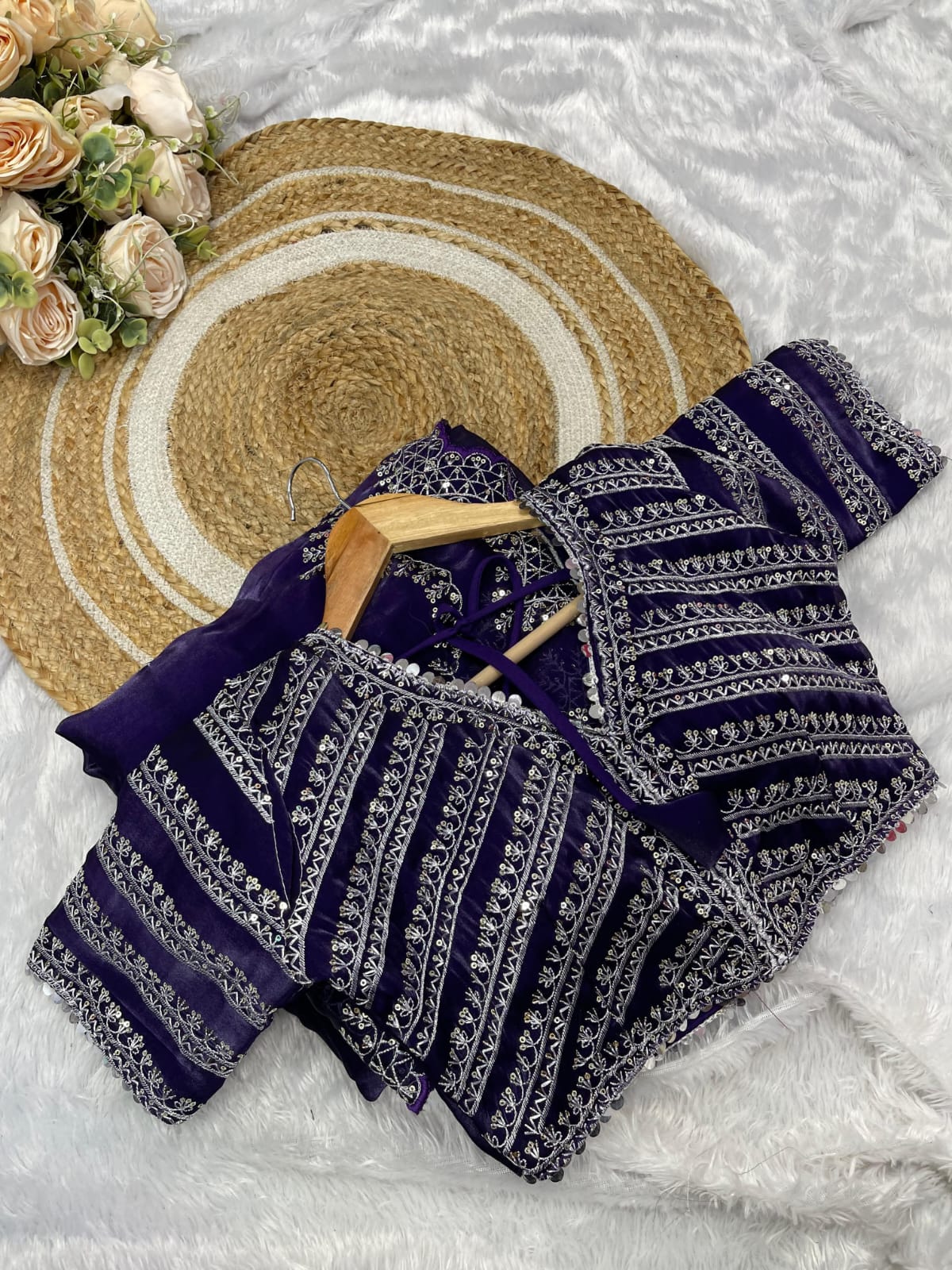Designer Inspired Jimmy Choo Silk Saree With Embroidery Work