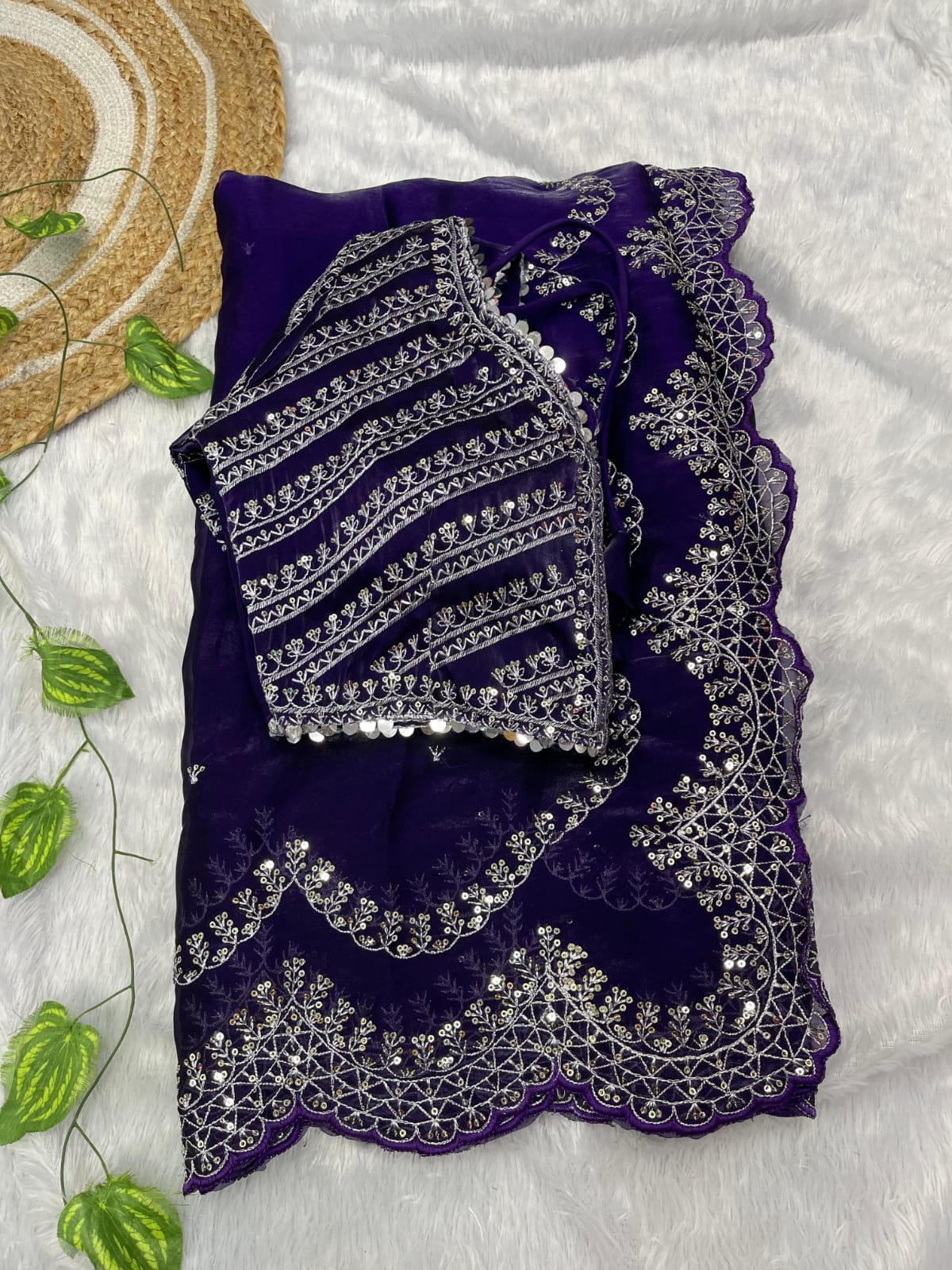Designer Inspired Jimmy Choo Silk Saree With Embroidery Work
