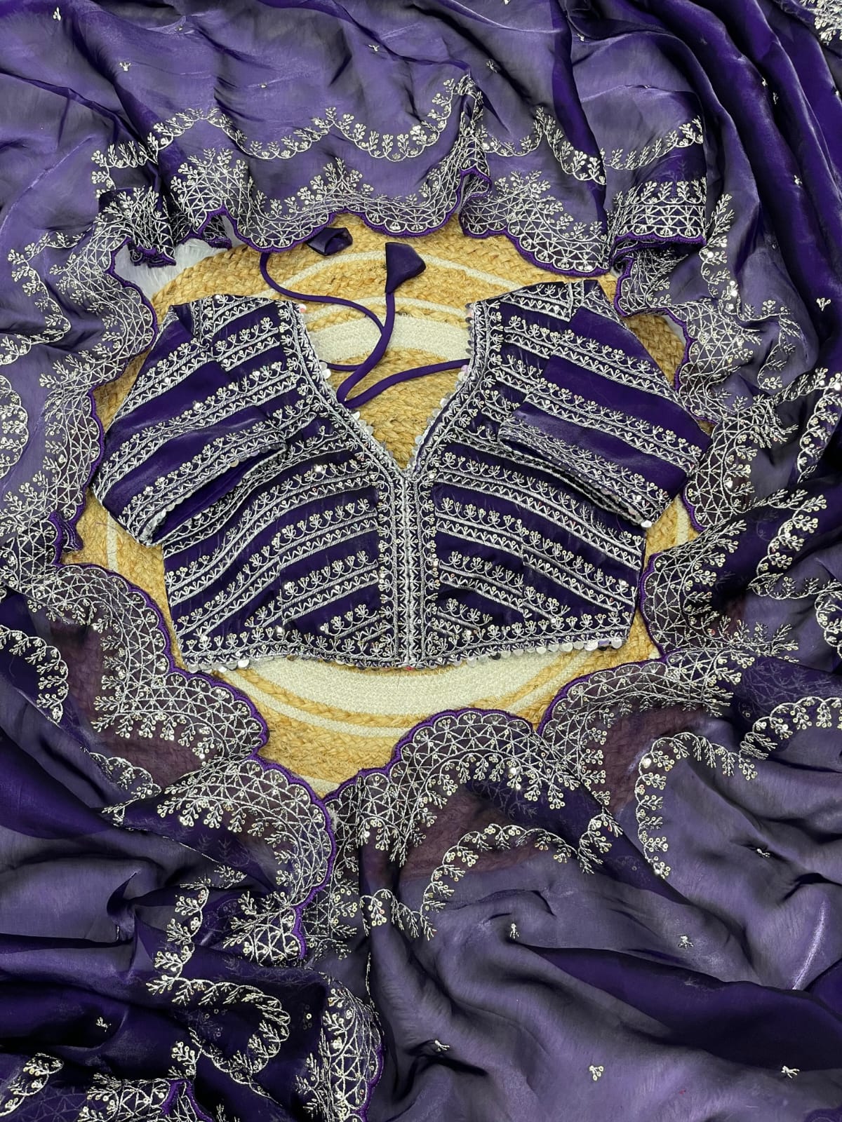 Designer Inspired Jimmy Choo Silk Saree With Embroidery Work
