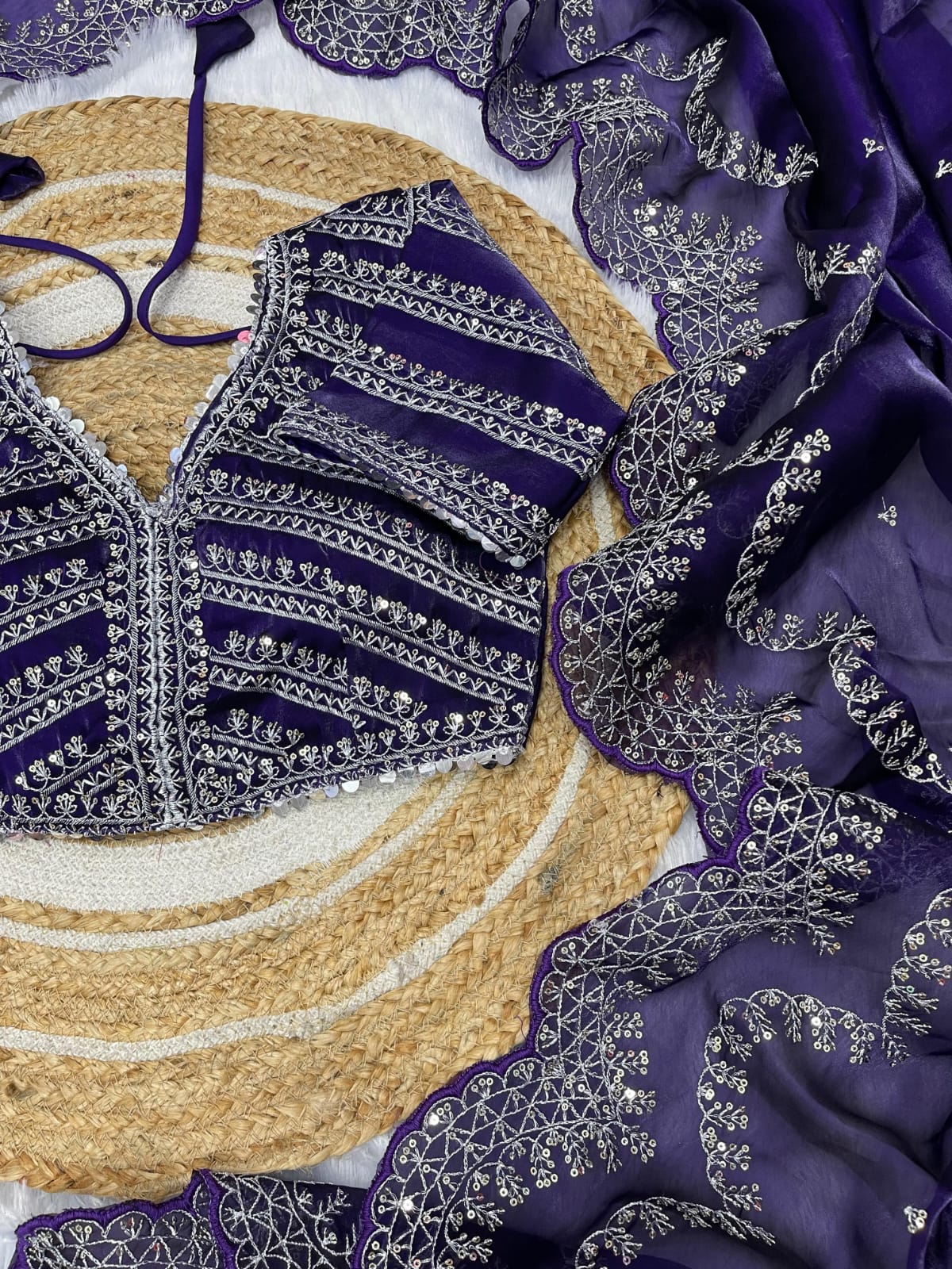 Designer Inspired Jimmy Choo Silk Saree With Embroidery Work