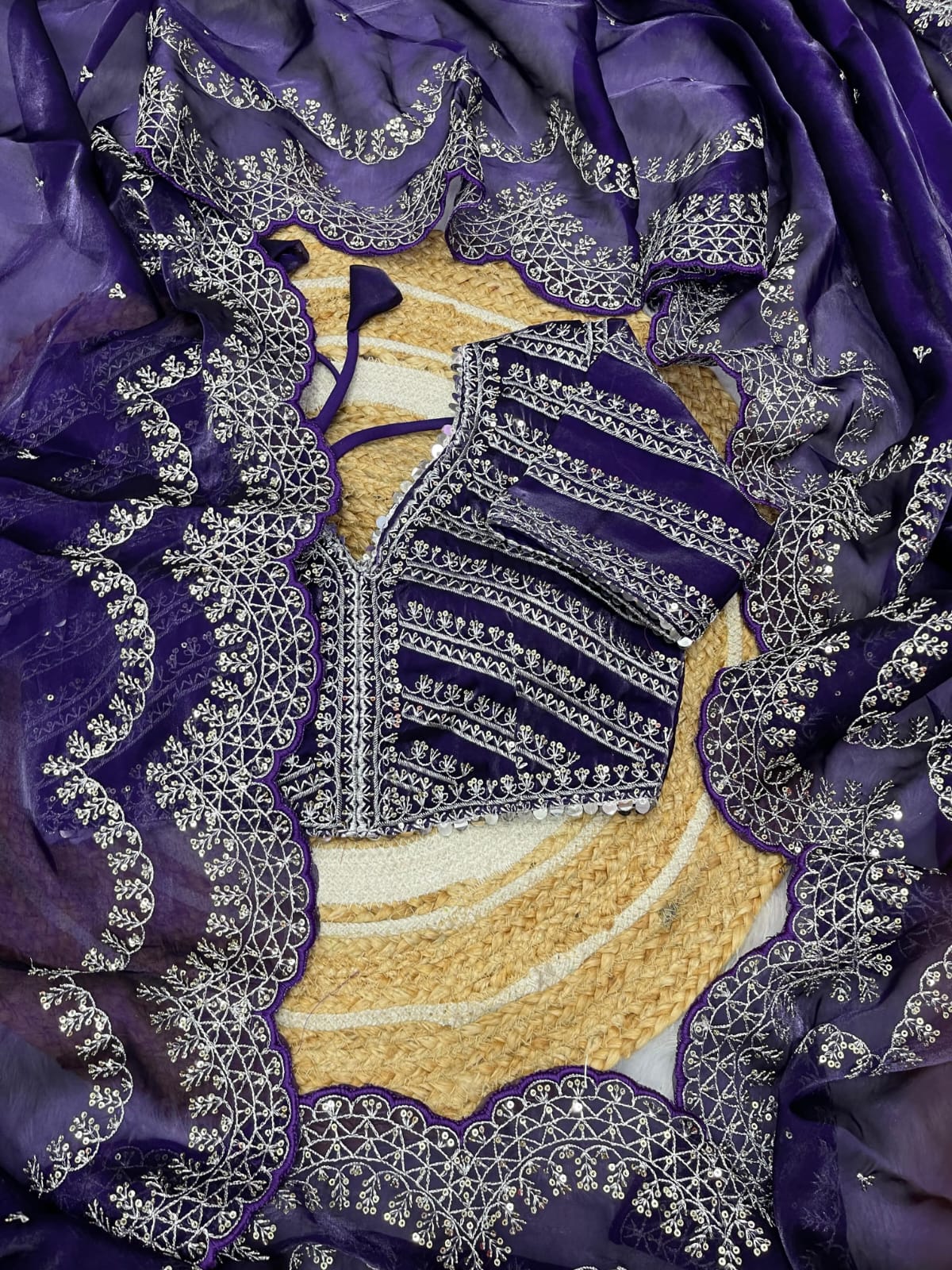 Designer Inspired Jimmy Choo Silk Saree With Embroidery Work
